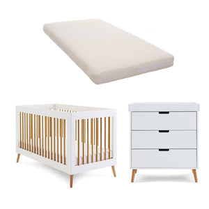 Obaby Maya 2 Piece Room Set - White + Natural-Nursery Sets-No Mattress- | Natural Baby Shower