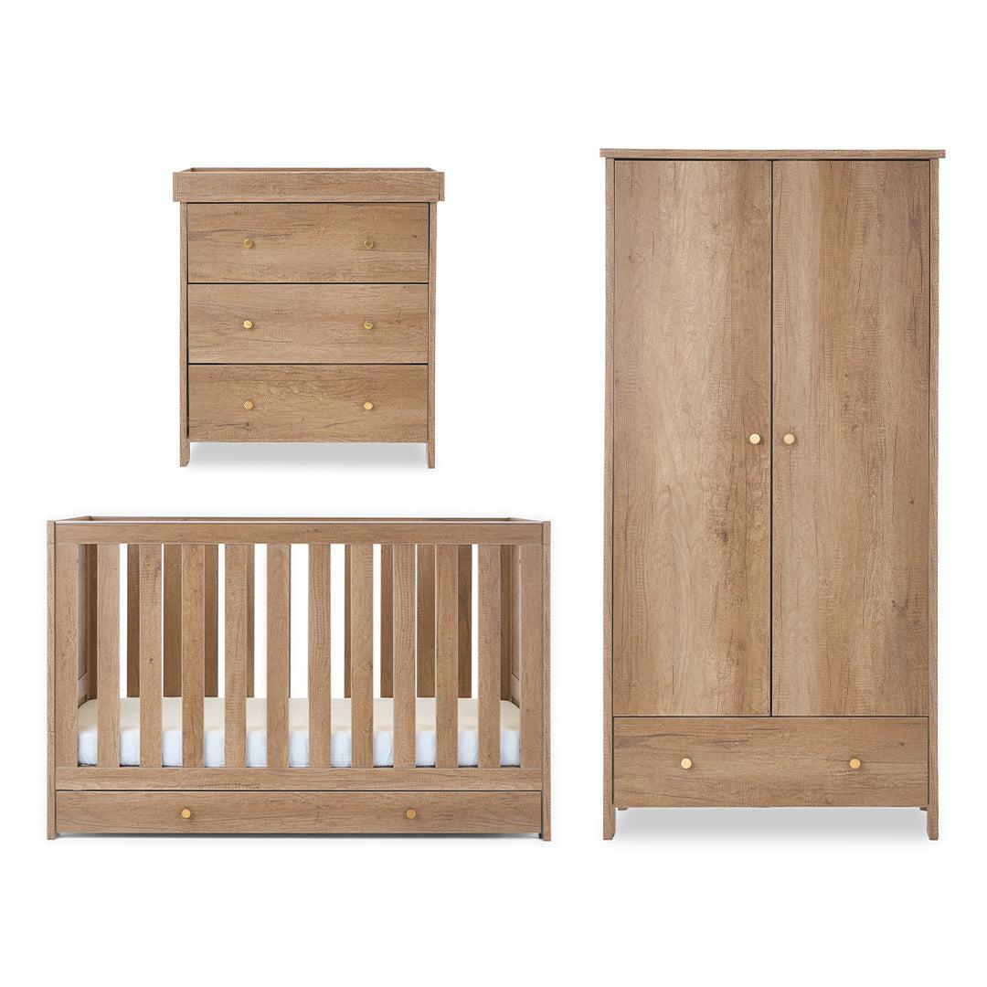 Obaby Nika 3 Piece Room Set & Under Drawer - Oak-Nursery Sets-Oak-One Size | Natural Baby Shower