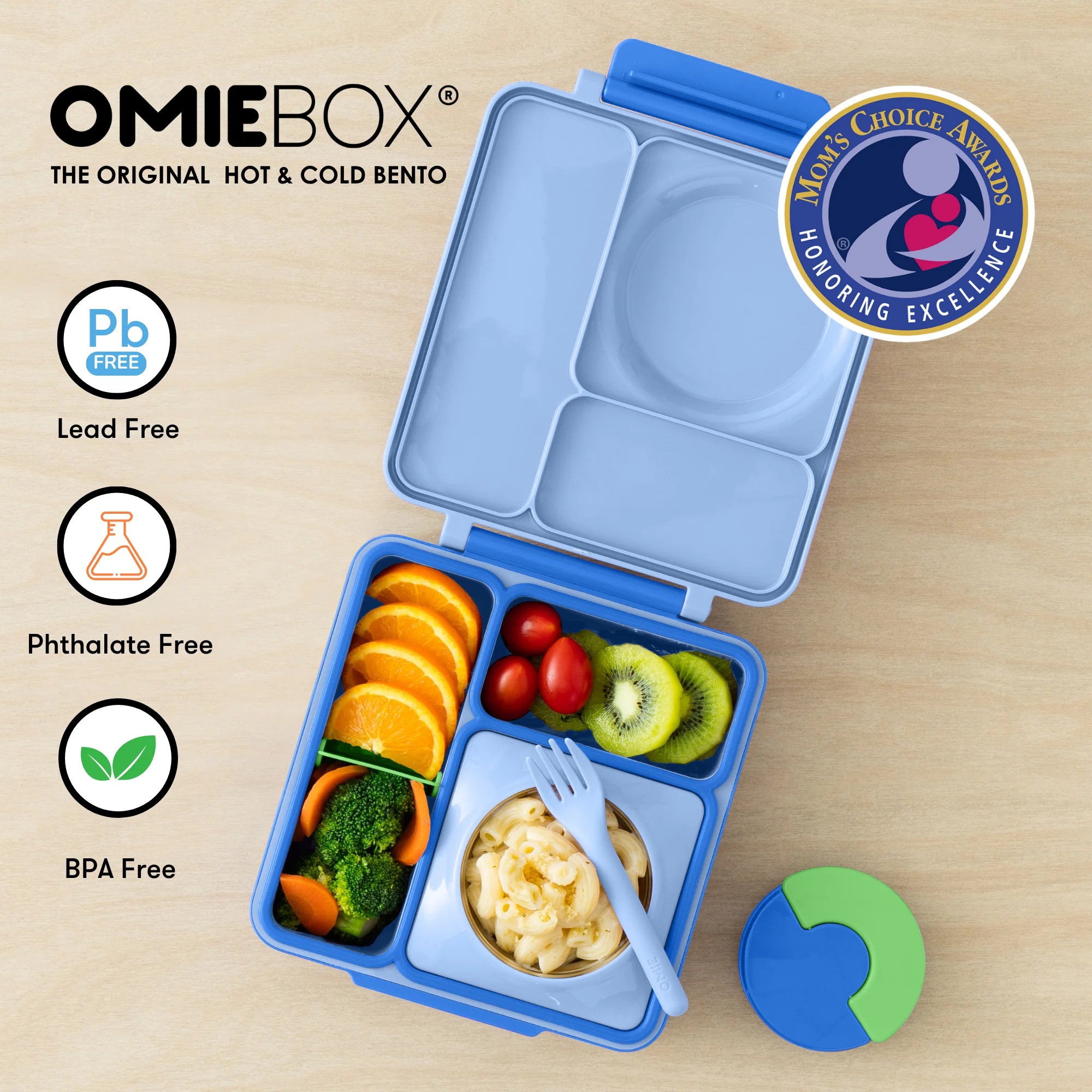 Omiebox - Isı Yalıtımlı Deniz Mavisi Bento Yemek Kutusu