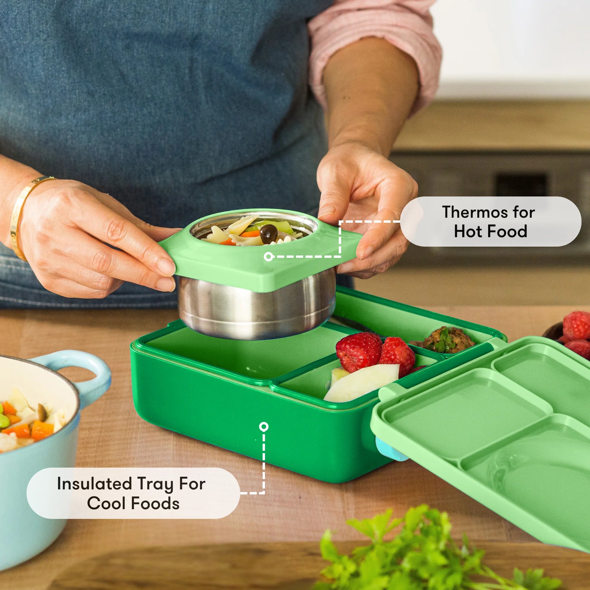 Omiebox - Isı Yalıtımlı Elma Yeşili Bento Yemek Kutusu