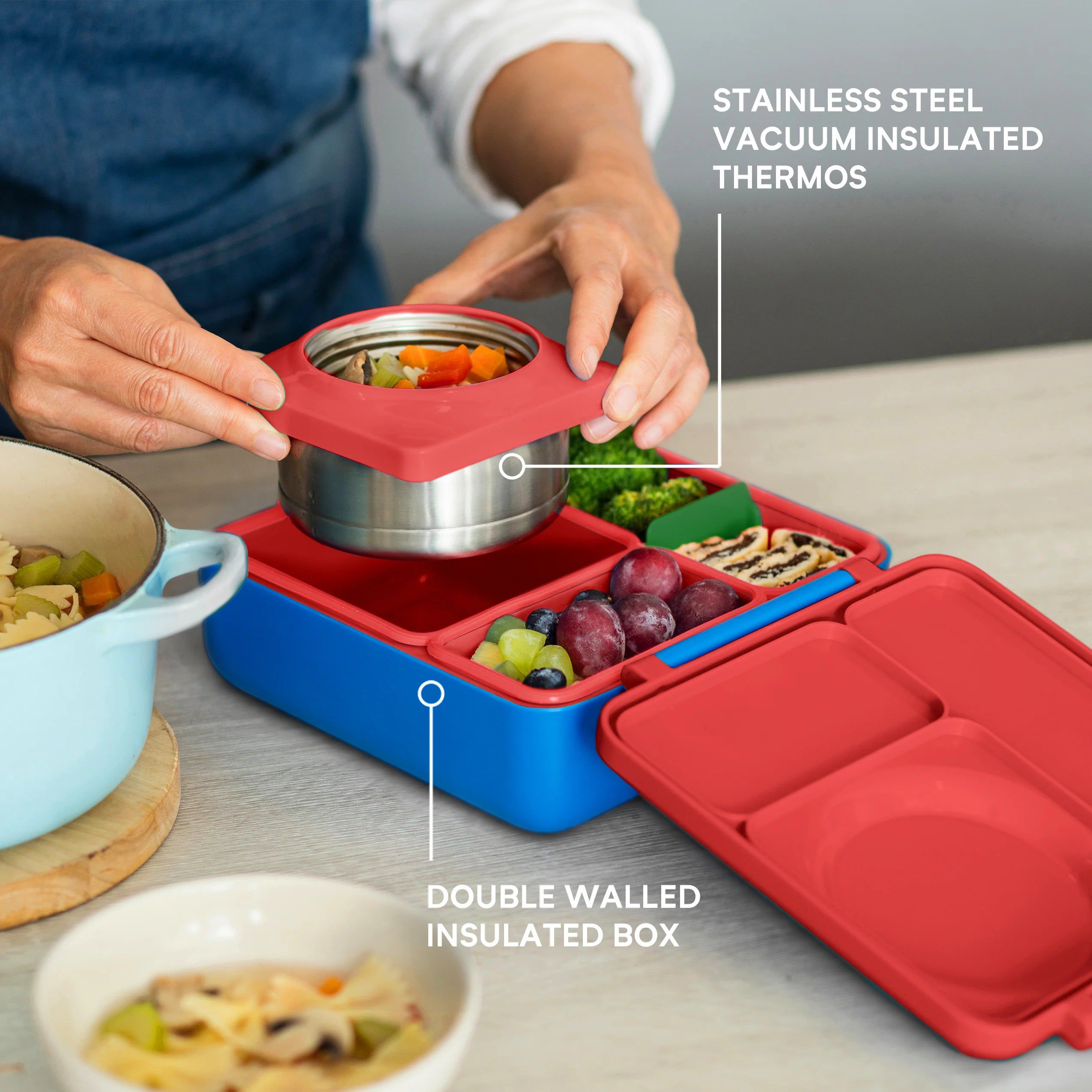 OmieBox Isı Yalıtımlı Kırmızı Bento Yemek Kutusu