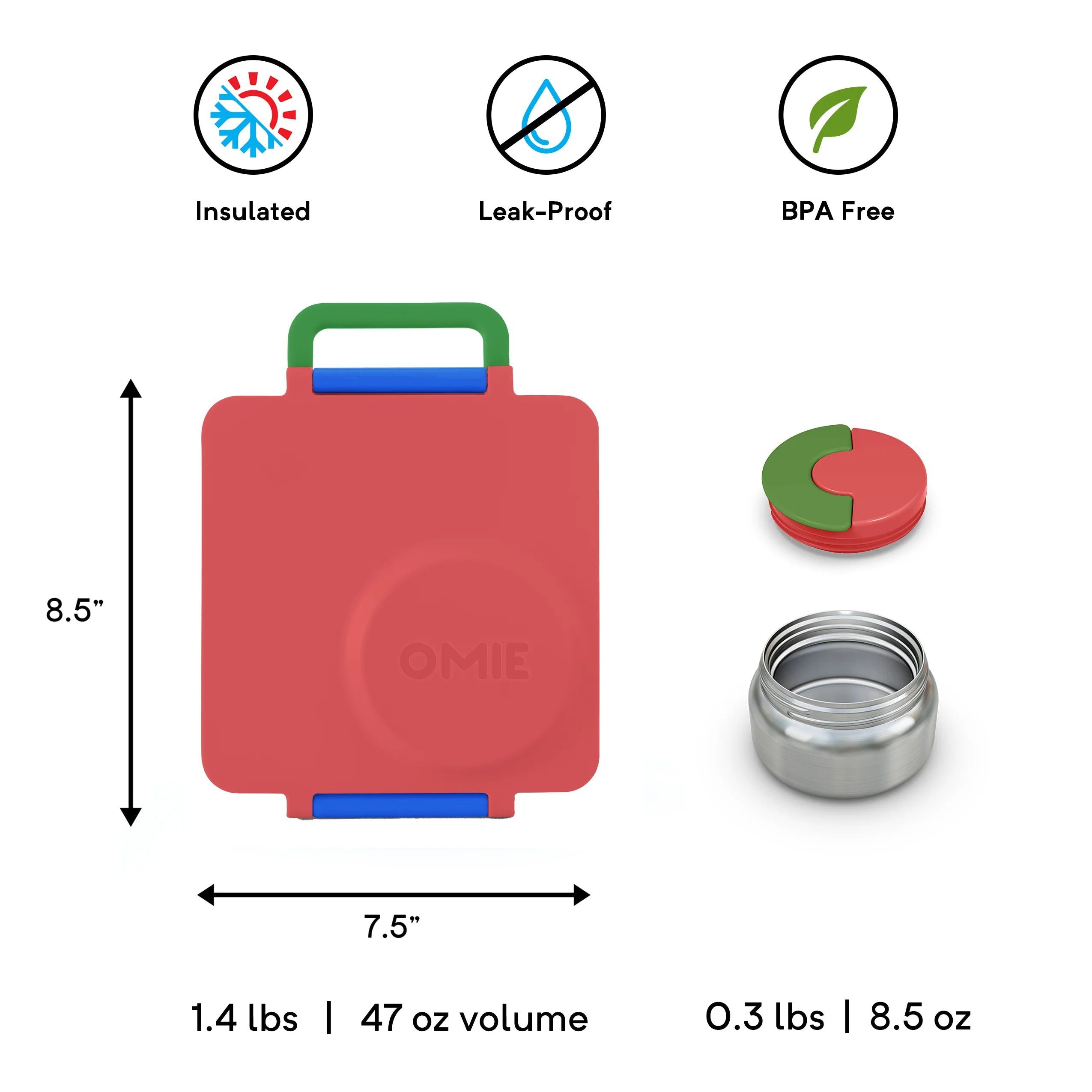 OmieBox Isı Yalıtımlı Kırmızı Bento Yemek Kutusu