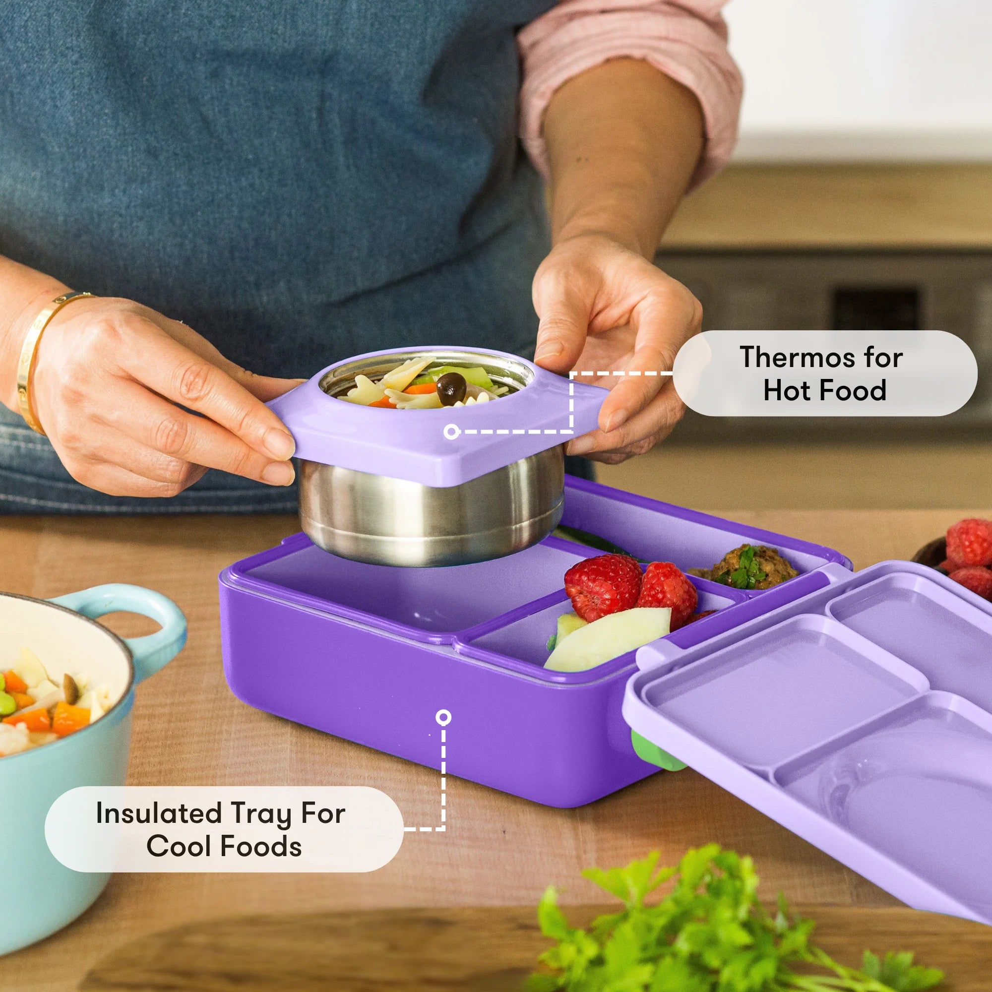 Omiebox - Isı Yalıtımlı Lila Moru Bento Yemek Kutusu