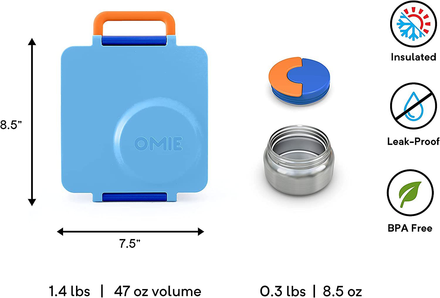 OmieBox - Isı Yalıtımlı Mavi Bento Yemek Kutusu
