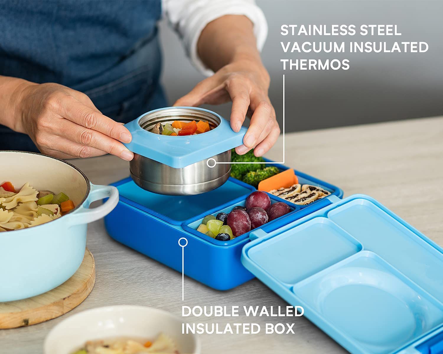 OmieBox - Isı Yalıtımlı Mavi Bento Yemek Kutusu