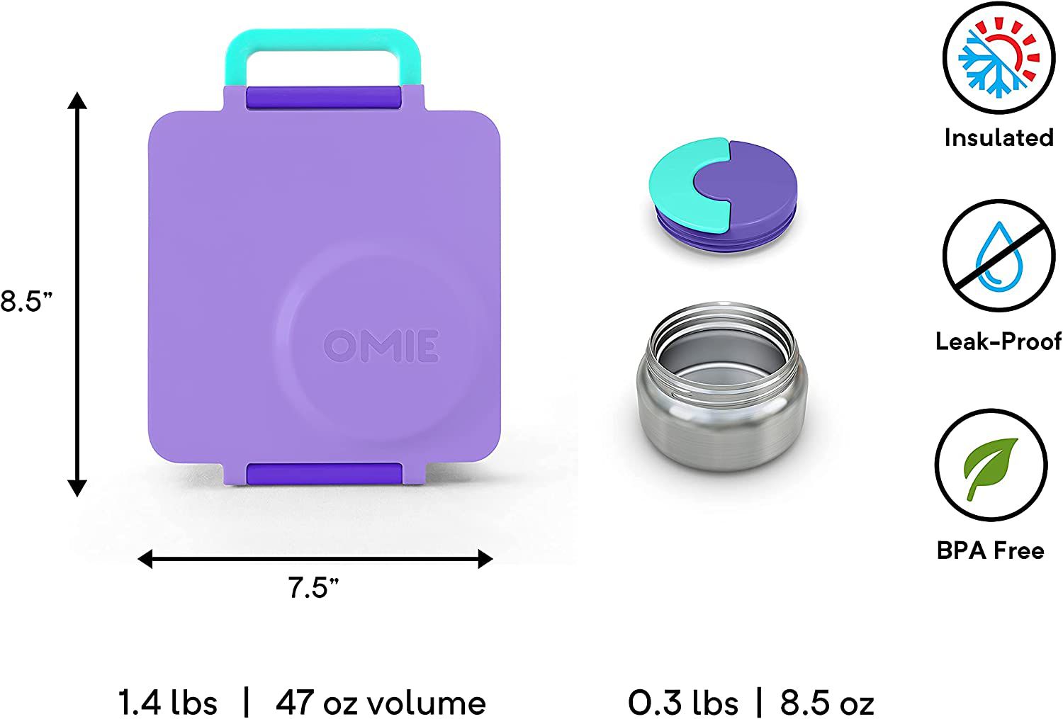 OmieBox Isı Yalıtımlı Mor Bento Yemek Kutusu