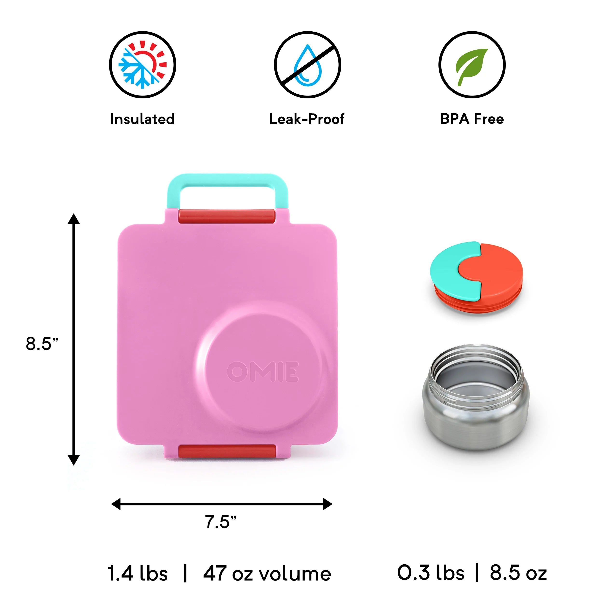 OmieBox - Isı Yalıtımlı Pembe Bento Yemek Kutusu