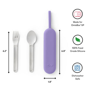 Omiebox - OmiePod UP Menekşe Silikon Çatal ve Kaşık Seti