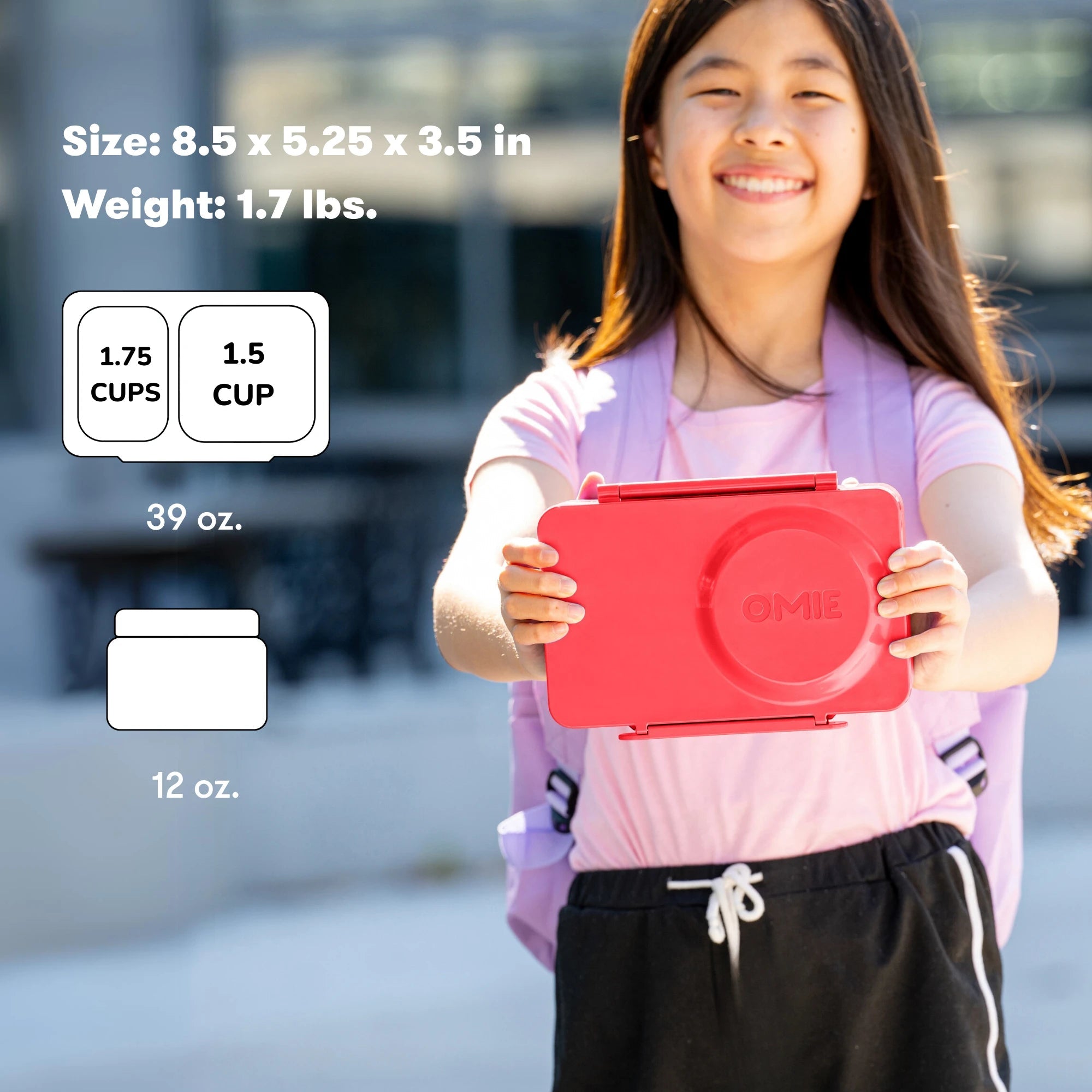 Omiebox - UP عازل حراري الجيل الثاني صندوق طعام بينتو وردي كرز