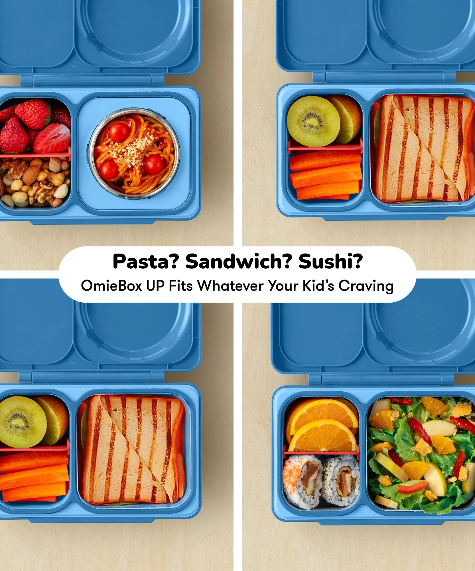 Omiebox - UP عازل حراري الجيل الثاني صندوق طعام بينتو أزرق كوزميكي