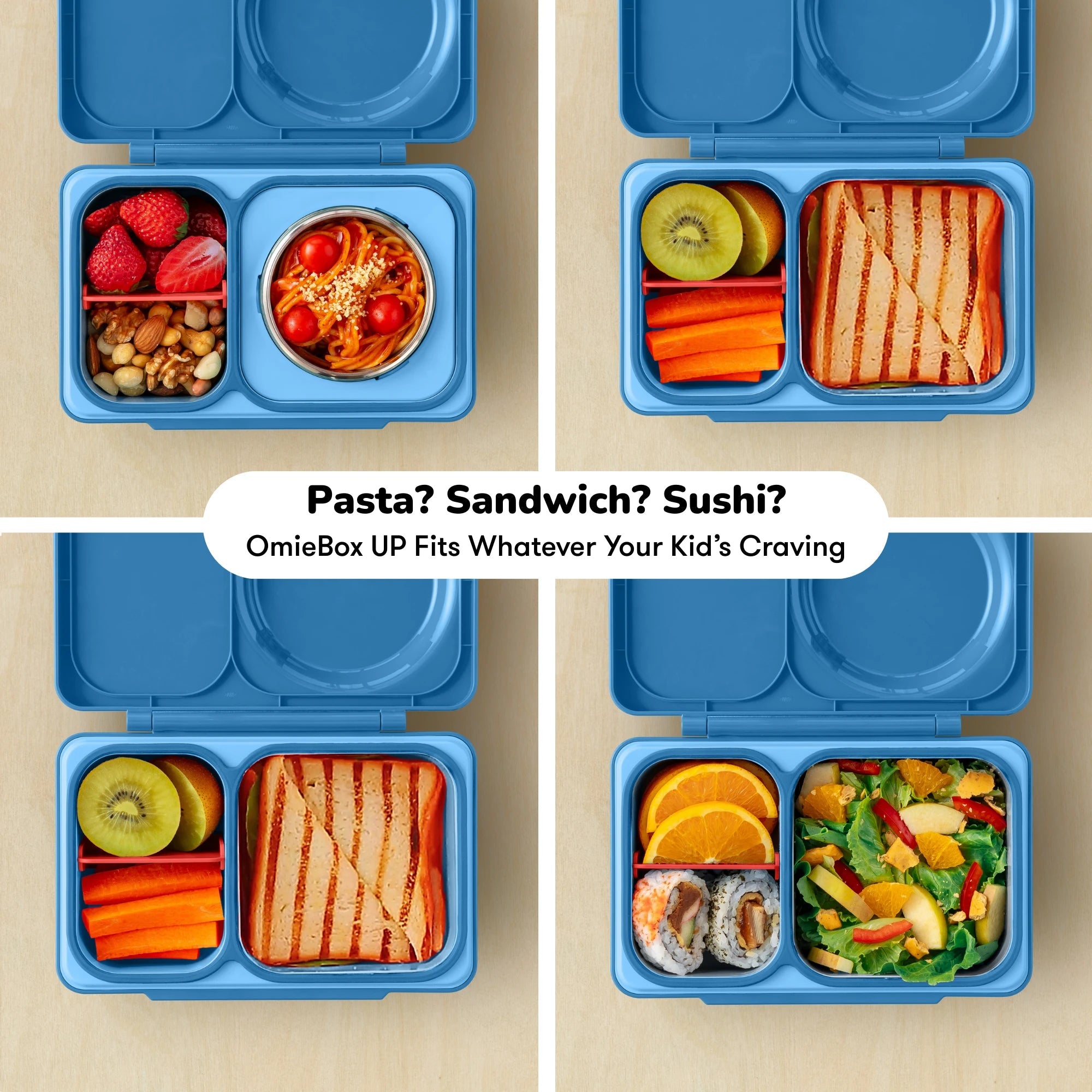 Omiebox - UP عازل حراري الجيل الثاني صندوق طعام بينتو أزرق كوزميكي