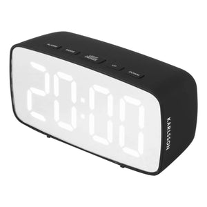 Present Time - Oval LED Gümüş Alarm Saati | Siyah