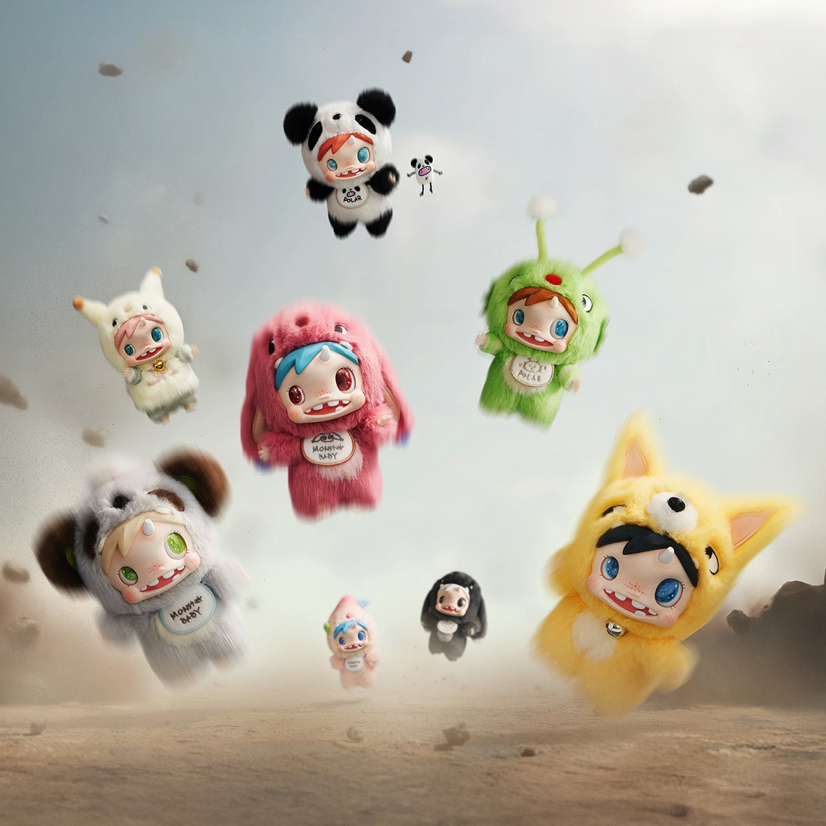 Pop Mart - دمية معلّقة مخملية أصلية Monster Baby، علبة مفاجأة عمياء