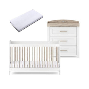 Silver Cross Valencia 2 Piece Nursery Set (Cot Bed & Dresser) - Ash White-Nursery Sets-Ash White-Superior Mattress | Natural Baby Shower