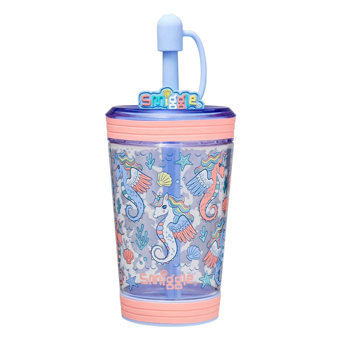 Smiggle - Deniz Atı Su Dökülmez Pipetli Bardak 580ML Suluk