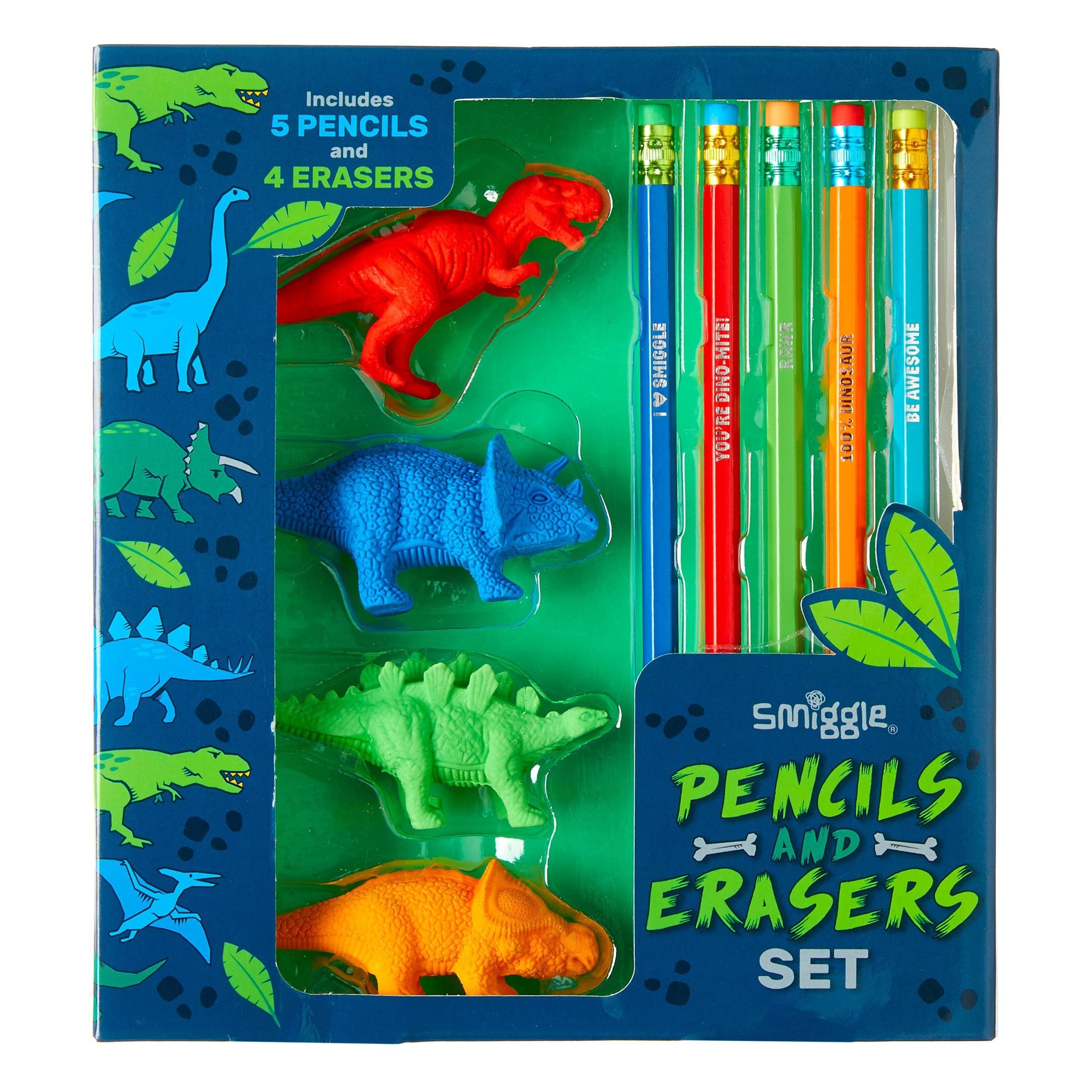 Smiggle - Dinozorlar Kalem ve Silgi Paketi