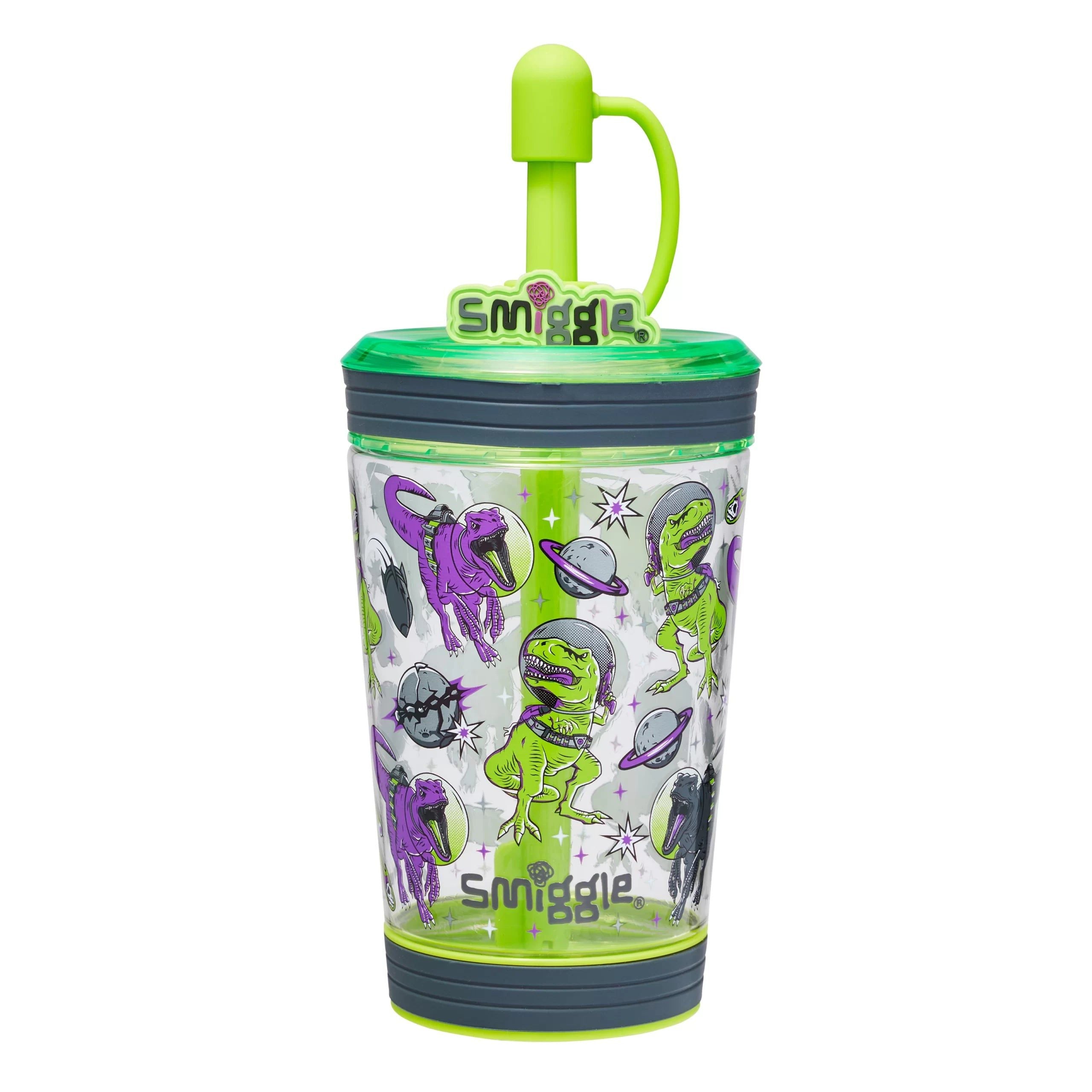 Smiggle - Dinozorlar Su Dökülmez Pipetli Bardak 580ML Suluk