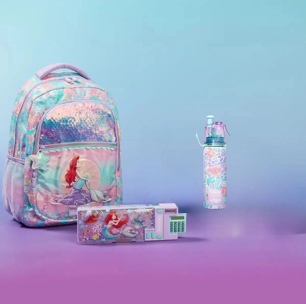 Smiggle – Disney Prenses Ariel 3'lü Okul Çanta Seti