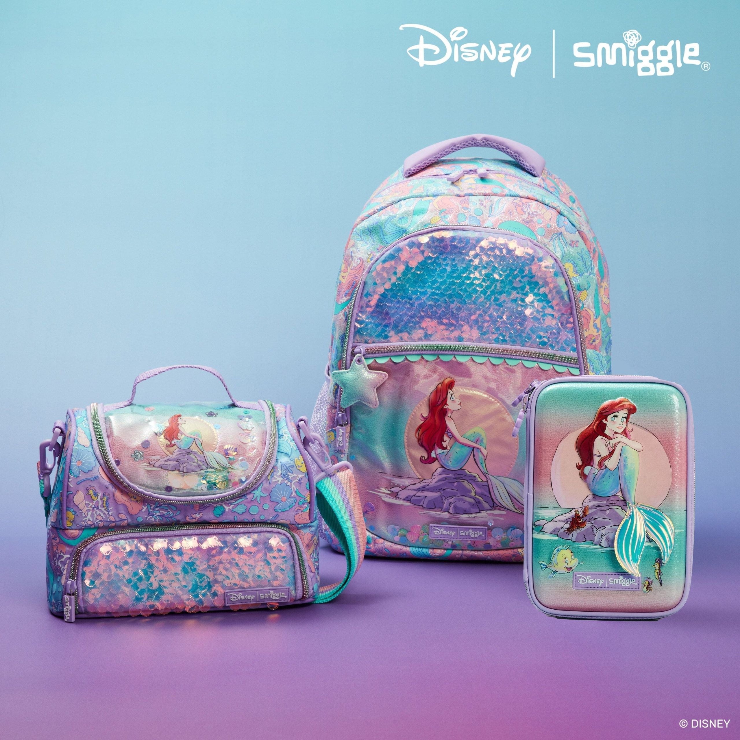 Smiggle - Disney Prenses Ariel 3lü Okul Çanta Seti