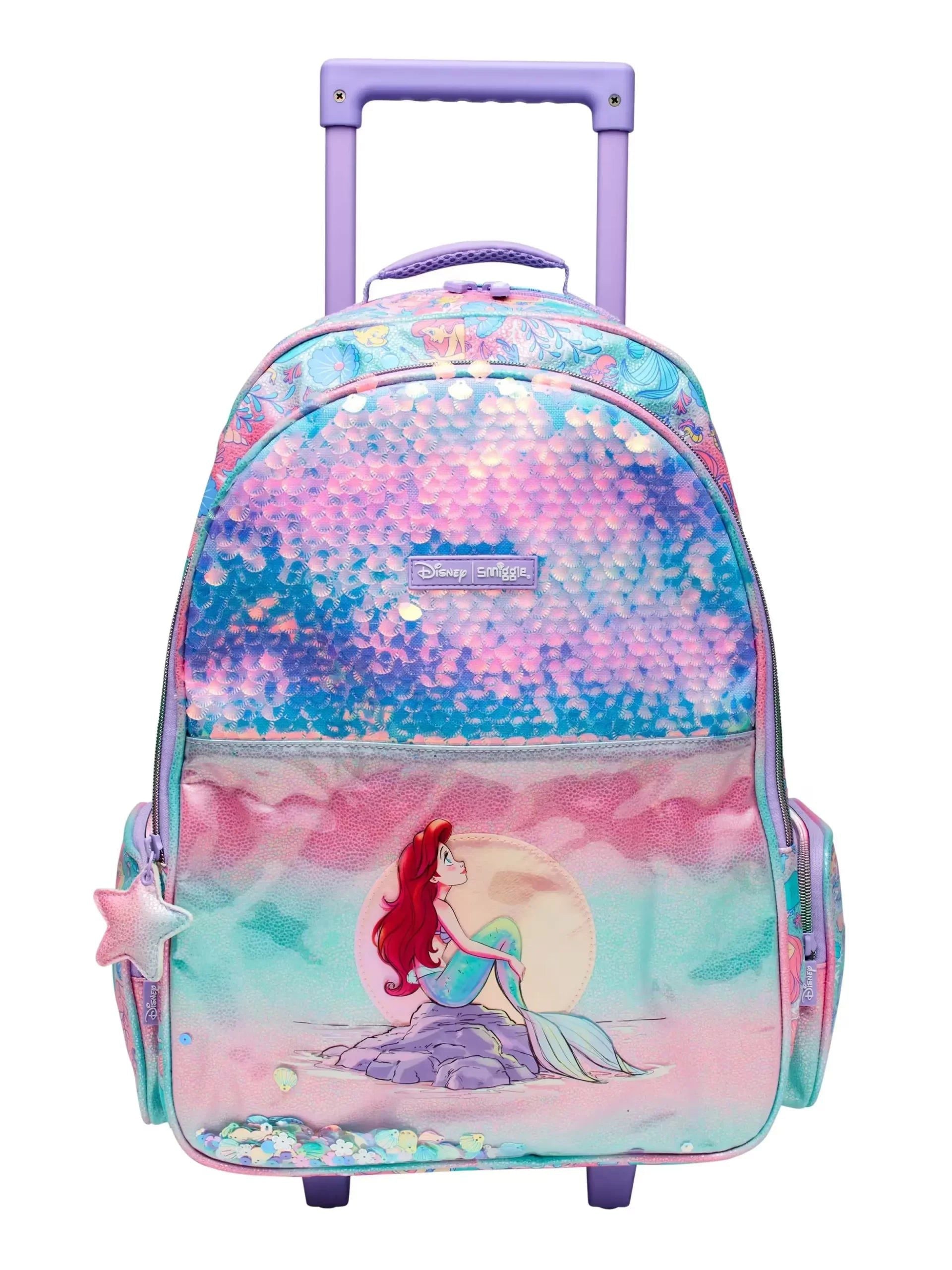 Smiggle - Disney Prenses Çekçekli Işıklı Tekerlekli Çanta