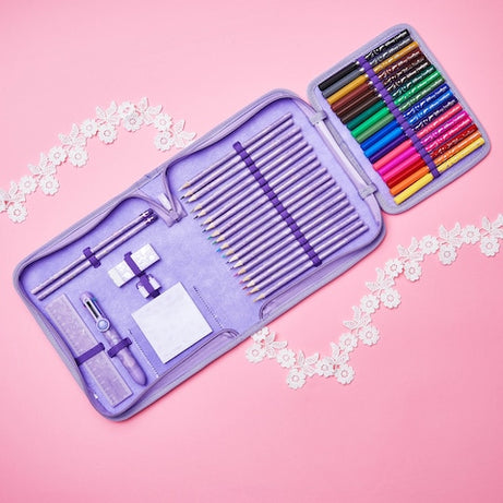 Smiggle - مجموعة أدوات مكتبية وصندوق أقلام ديزني برنسيس