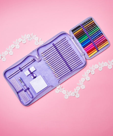 Smiggle - مجموعة أدوات مكتبية وصندوق أقلام ديزني برنسيس