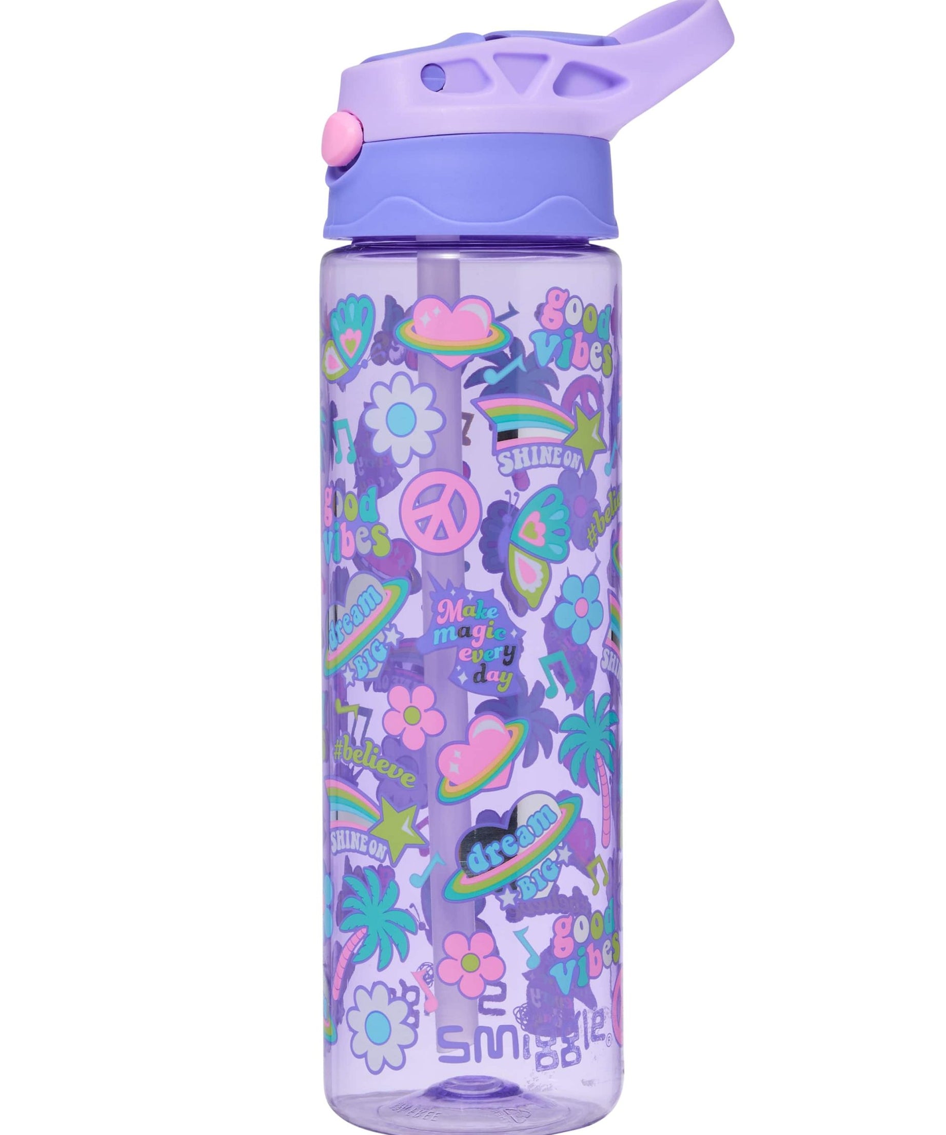 Smiggle - جميع النجوم 650ML زجاجة ماء أوتوماتيكية الفم خالية من BPA