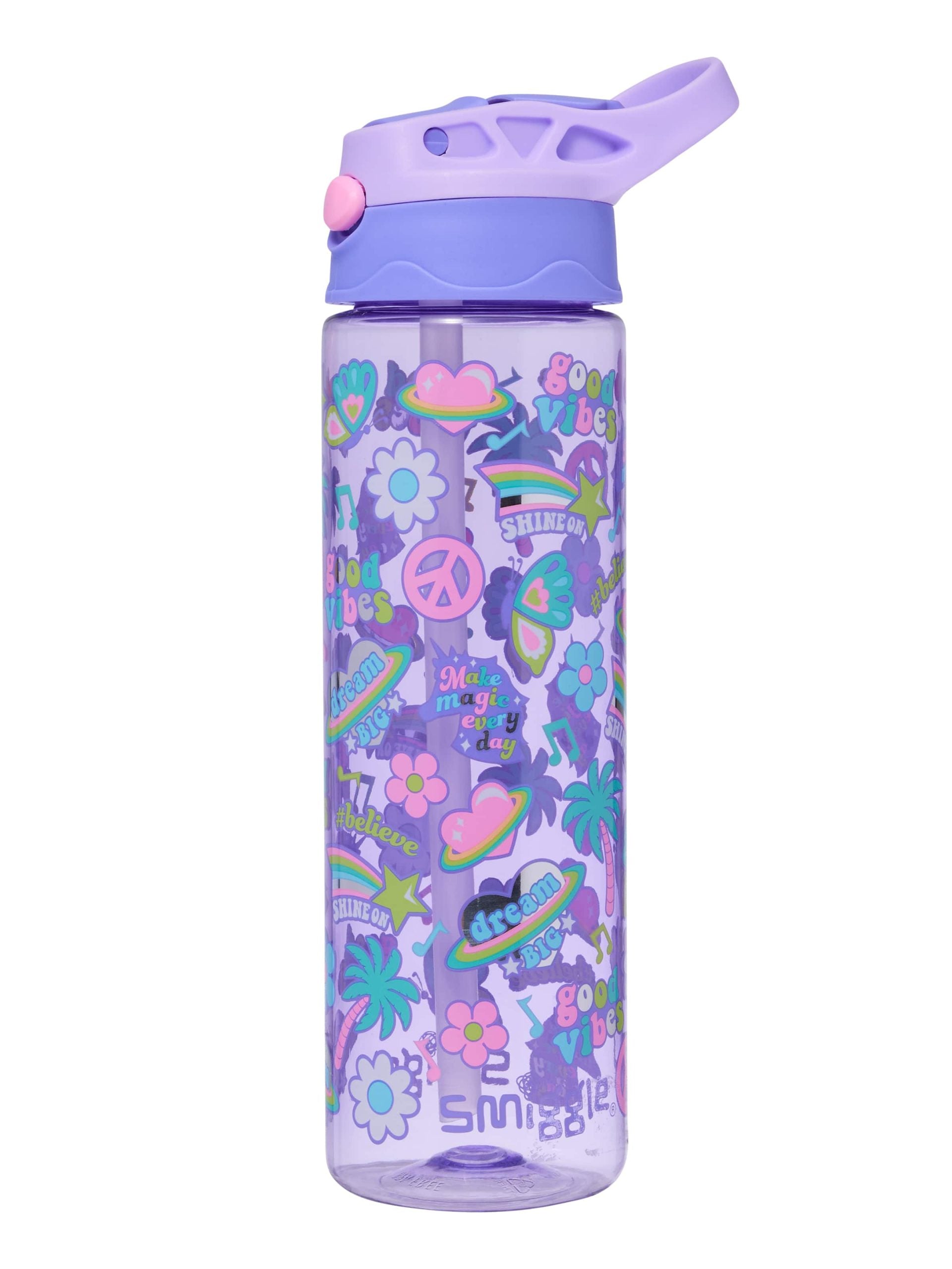 Smiggle - جميع النجوم 650ML زجاجة ماء أوتوماتيكية الفم خالية من BPA