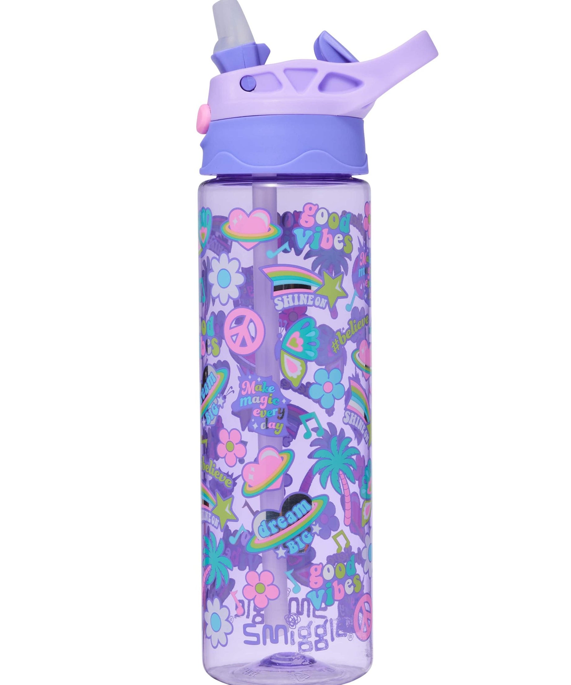 Smiggle - جميع النجوم 650ML زجاجة ماء أوتوماتيكية الفم خالية من BPA