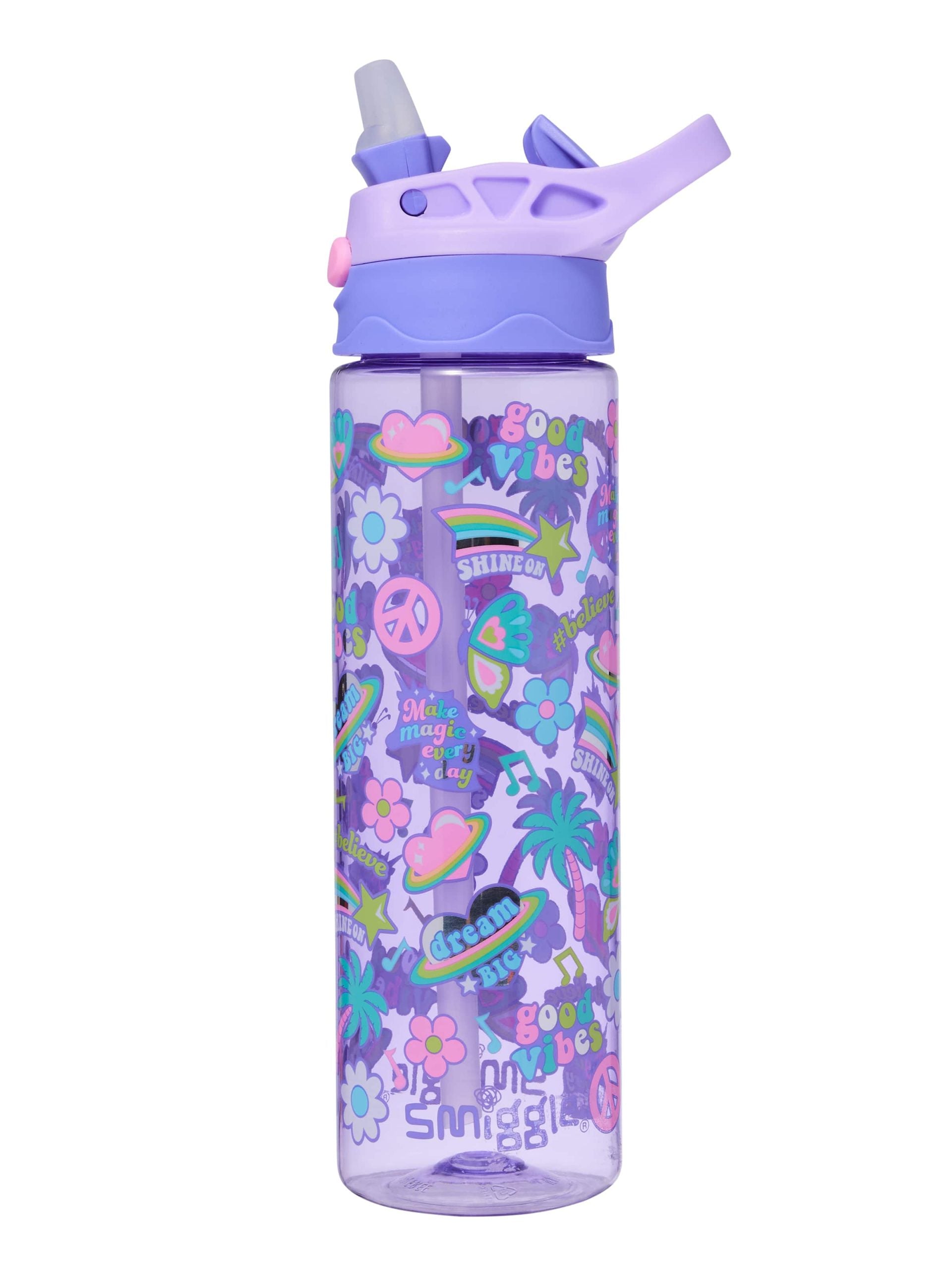 Smiggle - جميع النجوم 650ML زجاجة ماء أوتوماتيكية الفم خالية من BPA