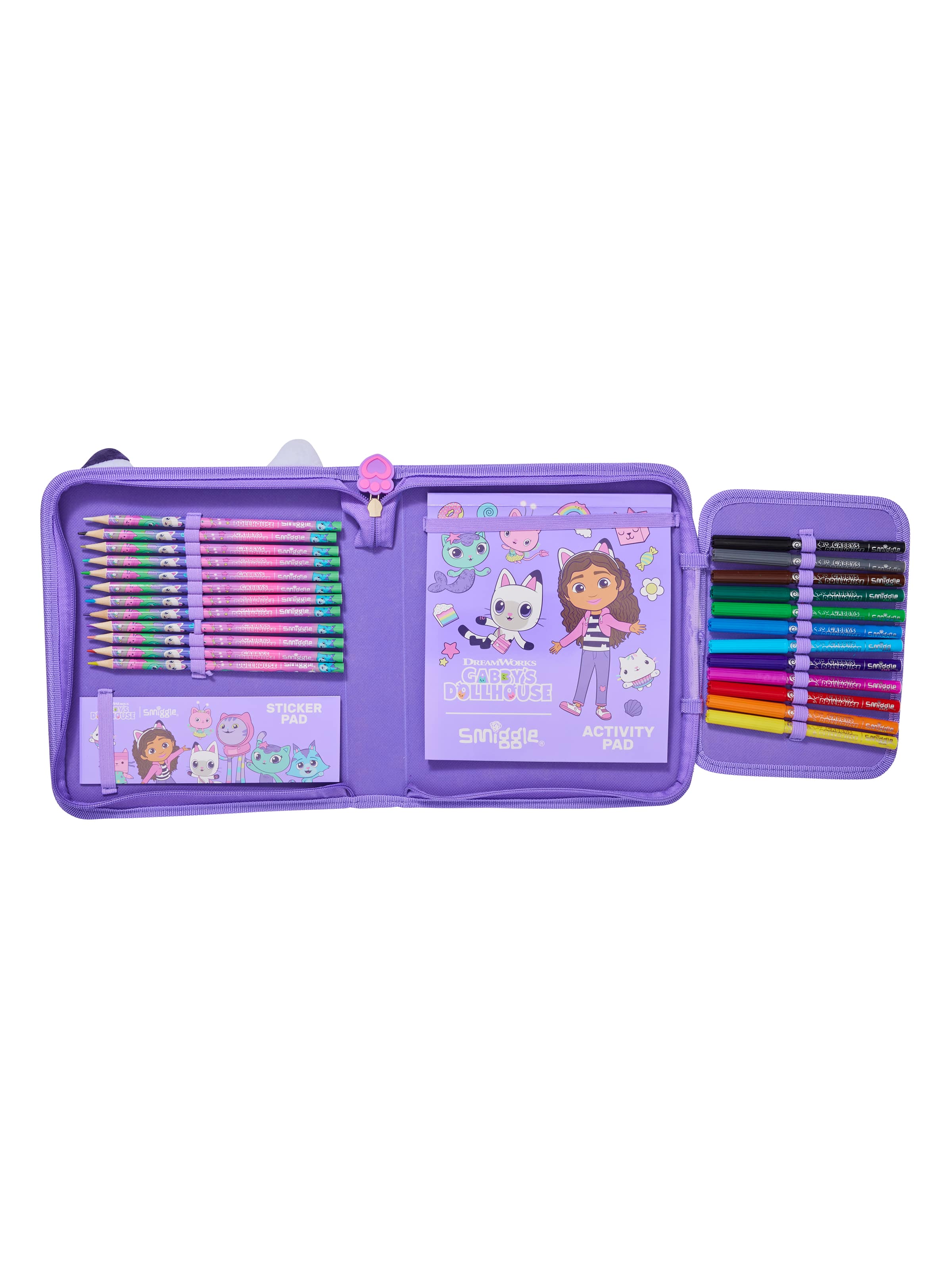 Smiggle - مجموعة علبة أقلام وقرطاسية Gabbys Dollhouse