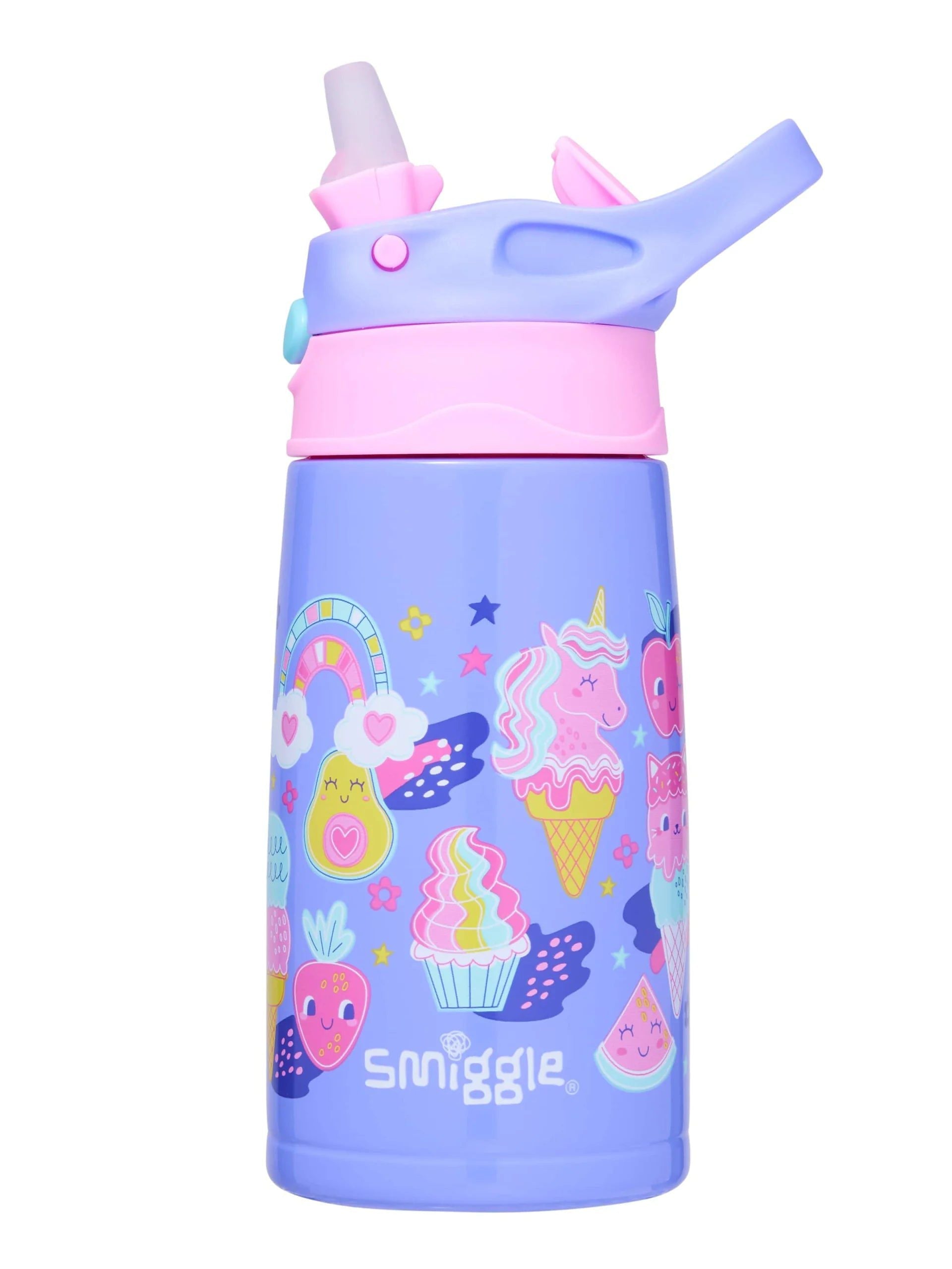 Smiggle - Happy Tales 400ML Otomatik Pipetli Çelik Matara
