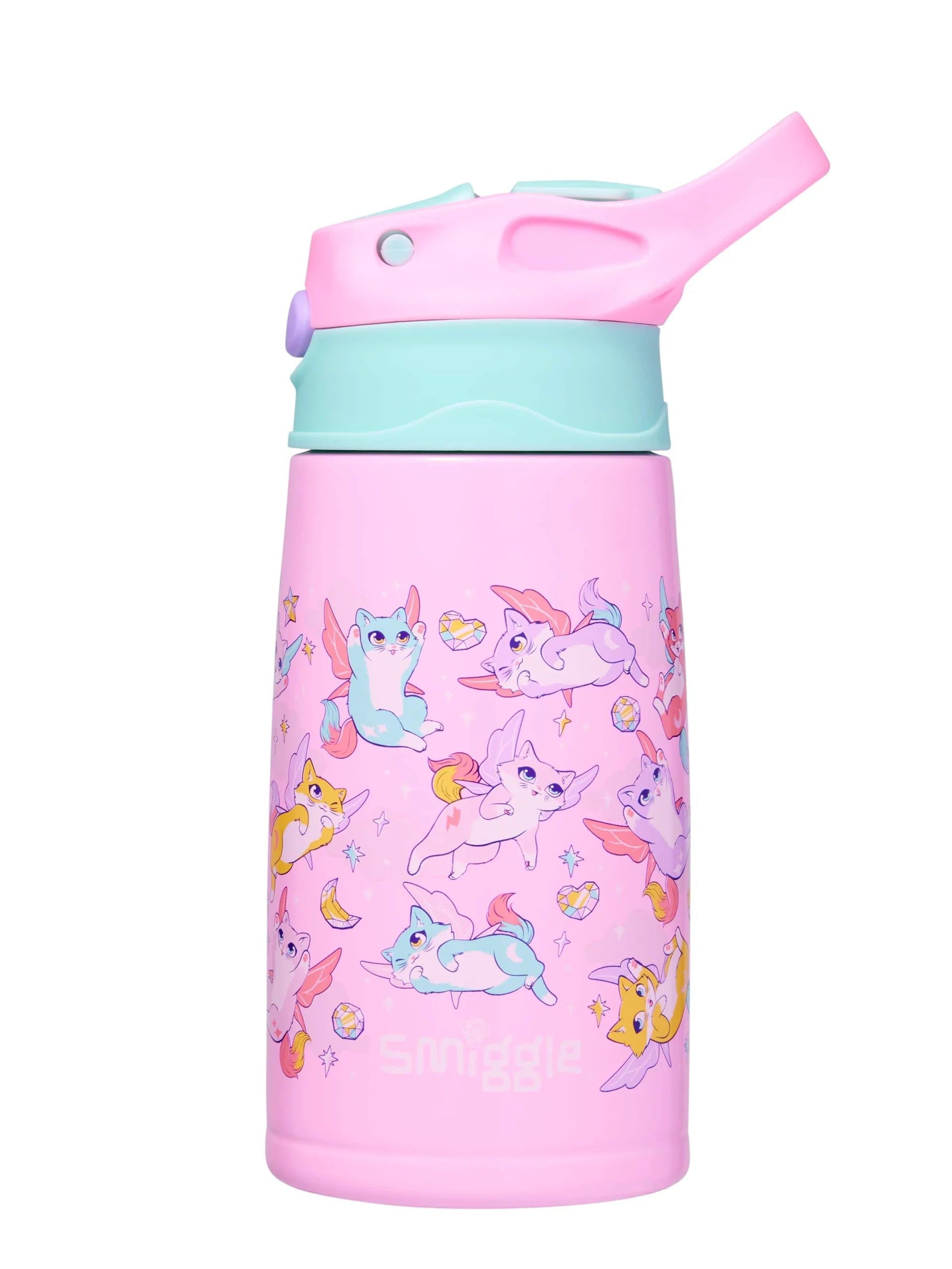 Smiggle - Happy Tales Çelik Otomatik Pipetli 400ML Matara