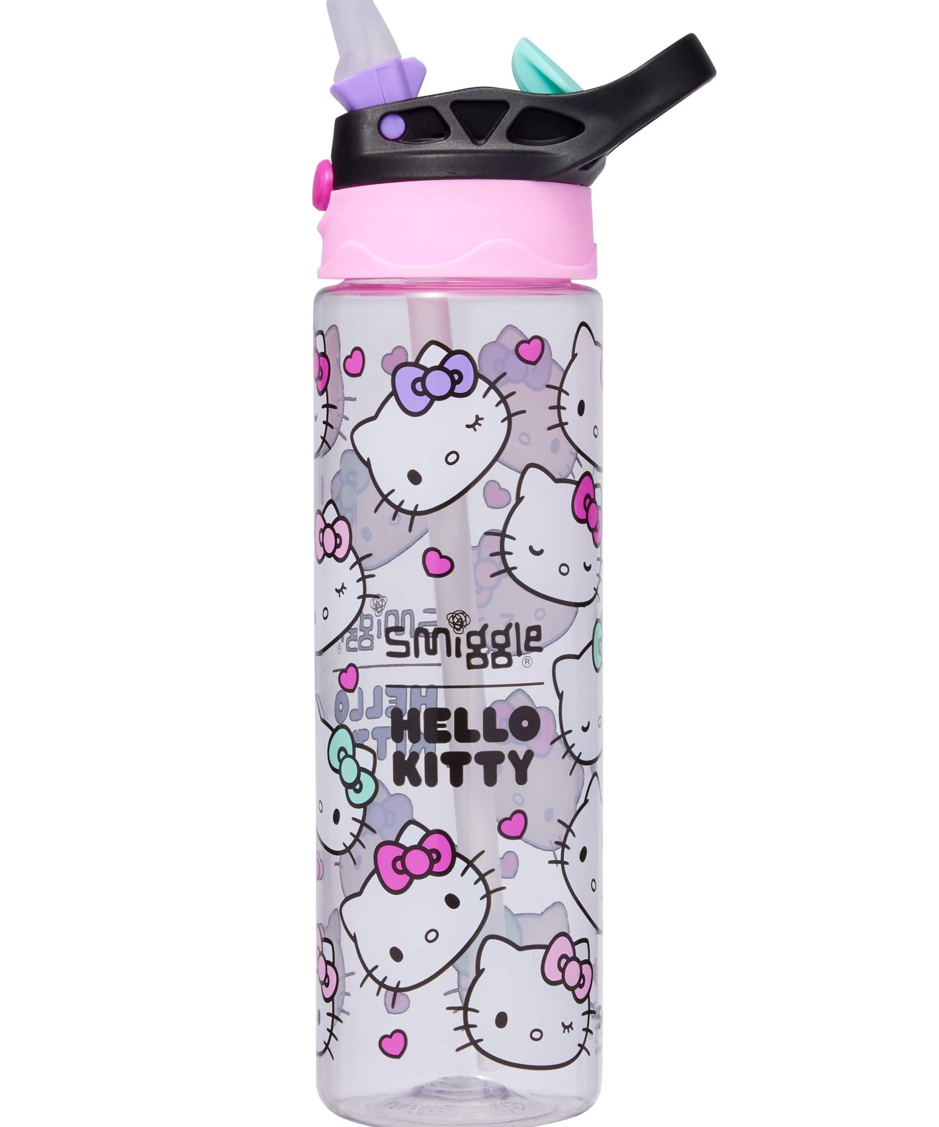 Smiggle - زجاجة ماء أوتوماتيكية بسعة 650ML مع مصاصة خالية من BPA من Hello Kitty