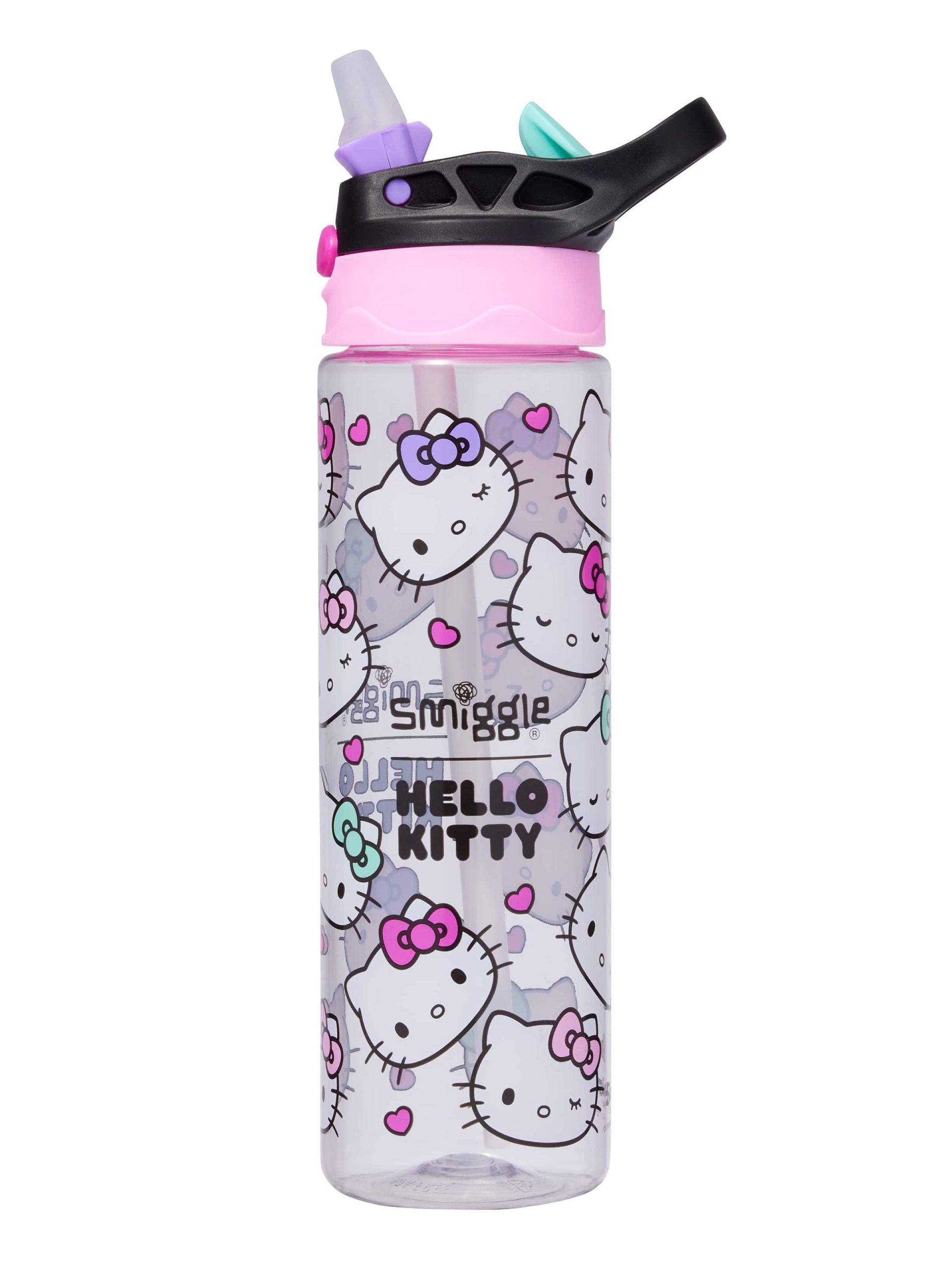 Smiggle - زجاجة ماء أوتوماتيكية بسعة 650ML مع مصاصة خالية من BPA من Hello Kitty