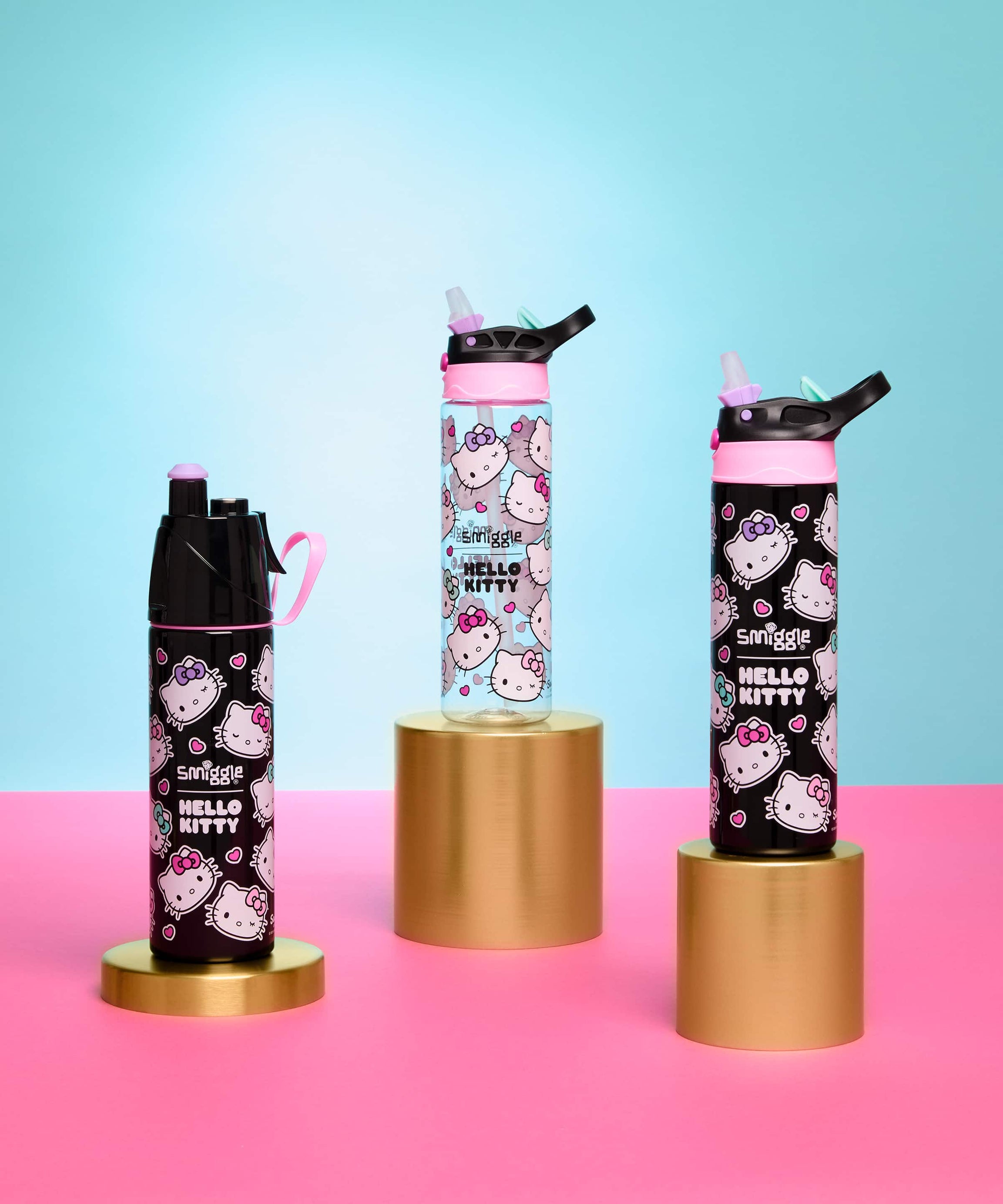 Smiggle - زجاجة ماء من الفولاذ المقاوم للصدأ 500ML برشاش هيلو كيتي