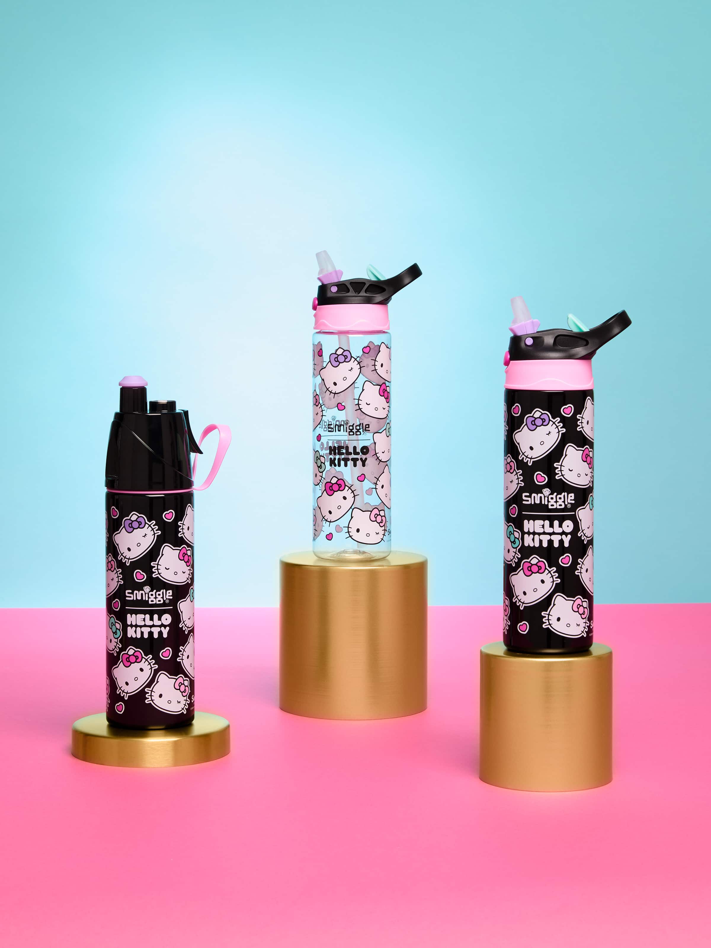 Smiggle - زجاجة ماء من الفولاذ المقاوم للصدأ 500ML برشاش هيلو كيتي