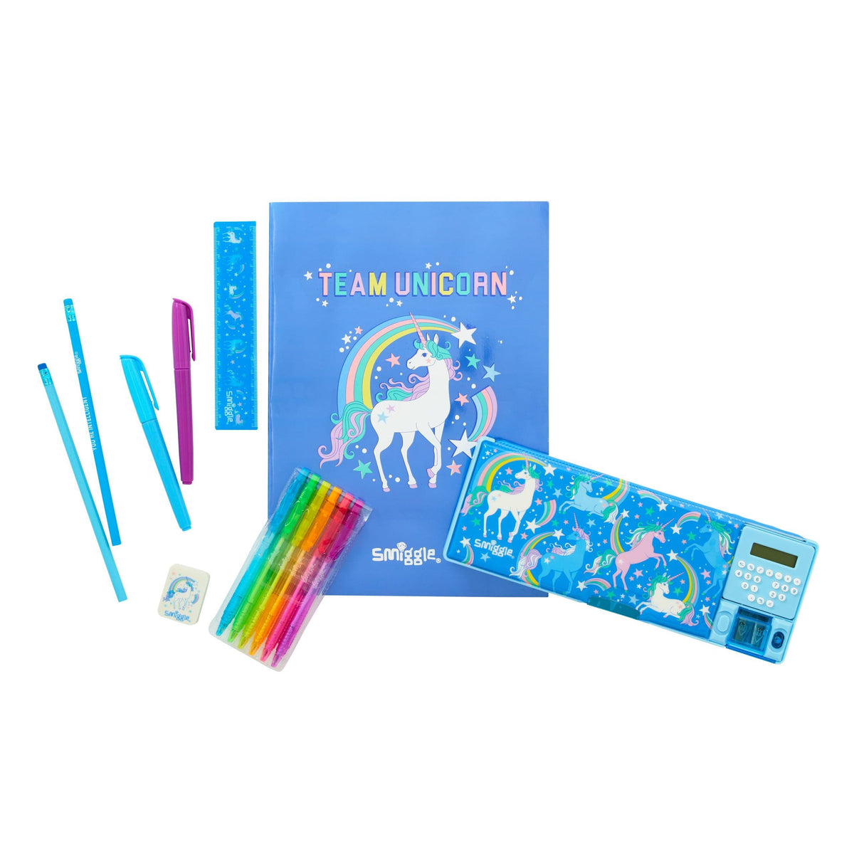 Smiggle - Hesap Makineli Pop Out Otomatik Kalem Kutusu ve Özel Kalem Seti