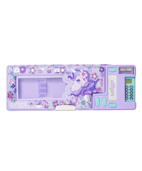 Smiggle - مرحباً صندوق قلم أوتوماتيكي بآلة حاسبة قابلة للطي Pop Out