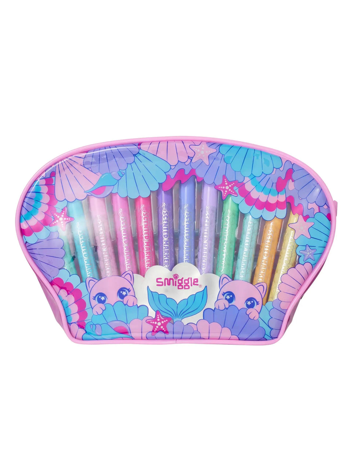 Smiggle - Hi There Kokulu 12li Fosforlu Kalem ve Kalem Kutusu Seti