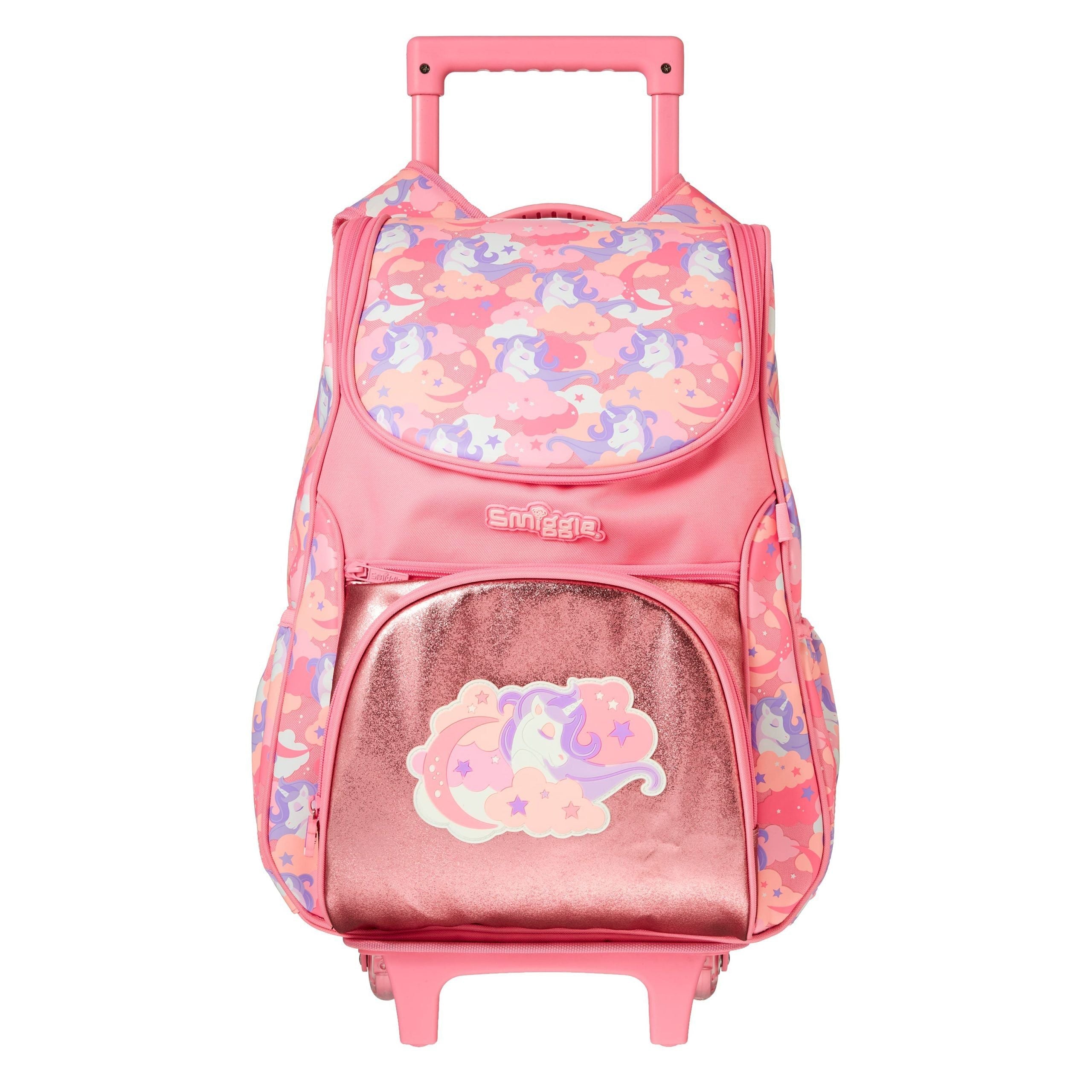 Smiggle - Hide Access Işıklı ve Tekerlekli Pembe Çekçek Sırt Çantası
