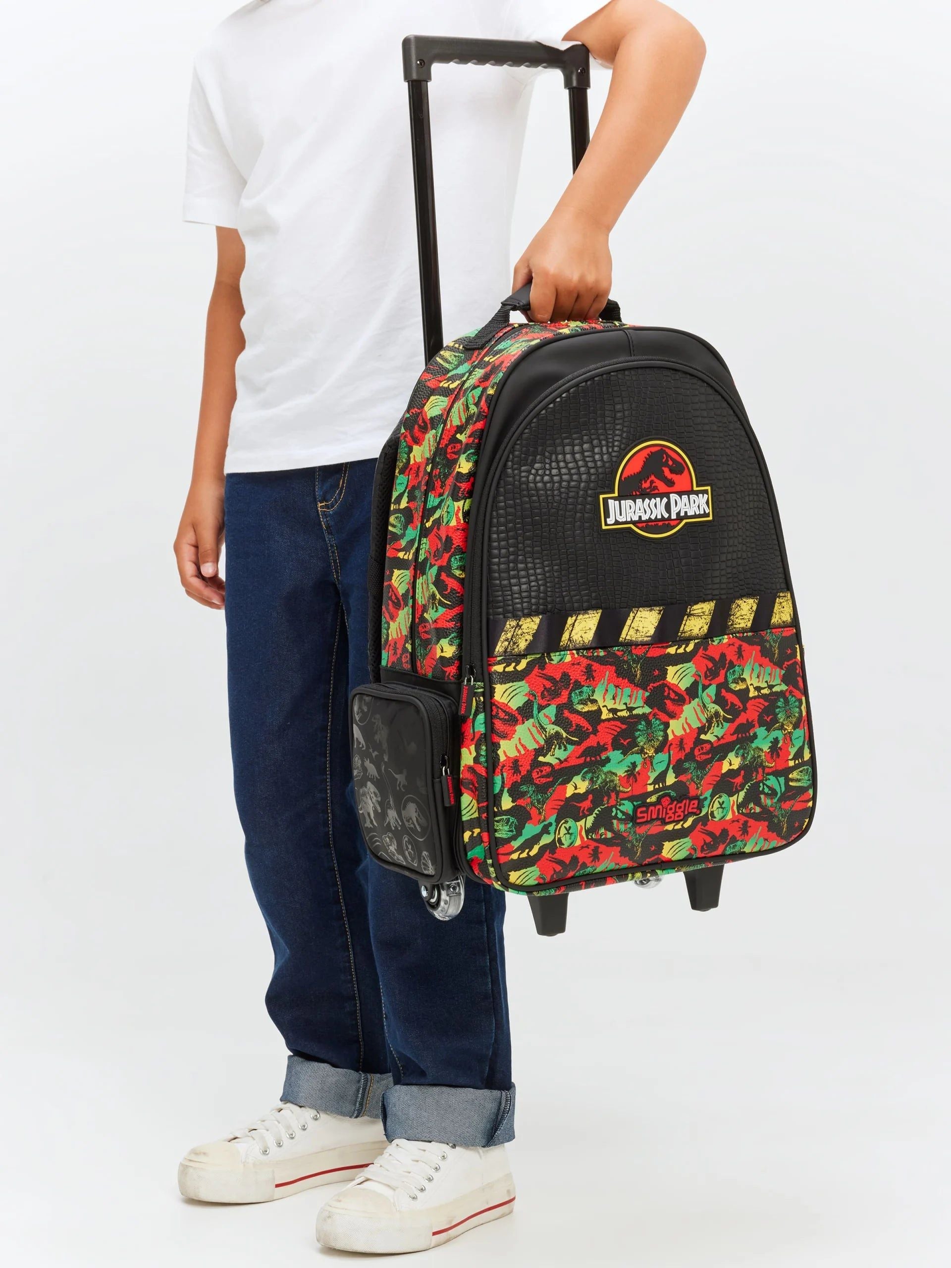Smiggle - Jurassic Park Işıklı Tekerlekli Çekçekli Sırt Çanta