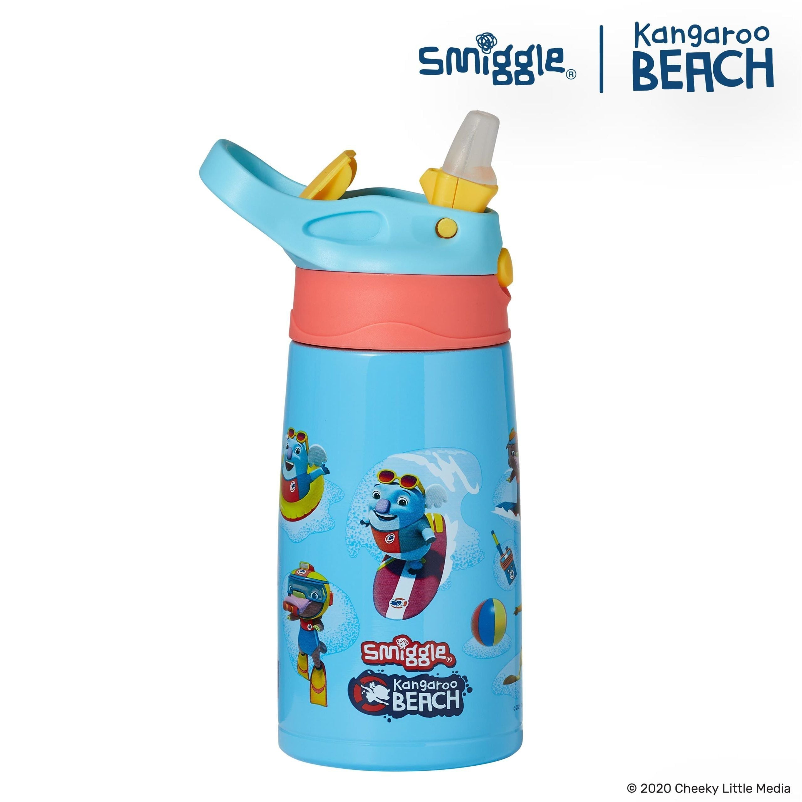 Smiggle - Kangaroo Beach Çelik Otomatik Pipetli Matara 400ML