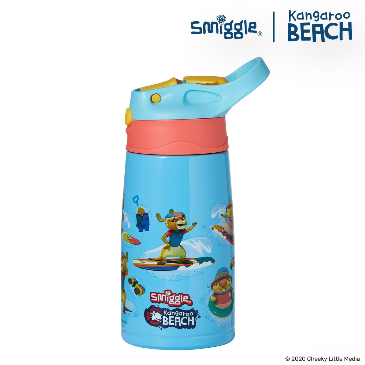 Smiggle - Kangaroo Beach Çelik Otomatik Pipetli Matara 400ML