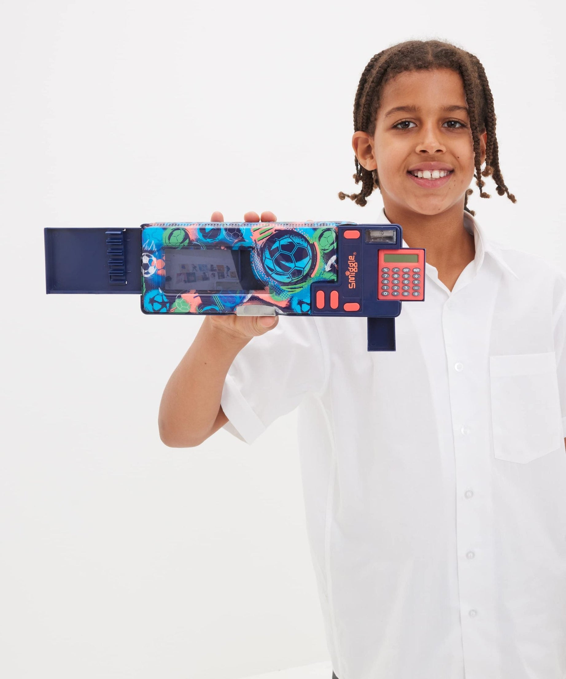 Smiggle - علبة أقلام أوتوماتيكية بحاسبة Limitless