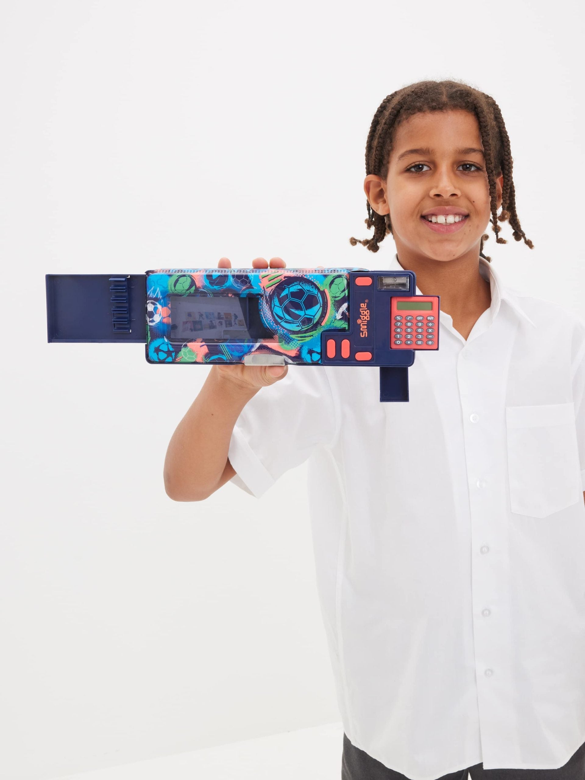 Smiggle - علبة أقلام أوتوماتيكية بحاسبة Limitless