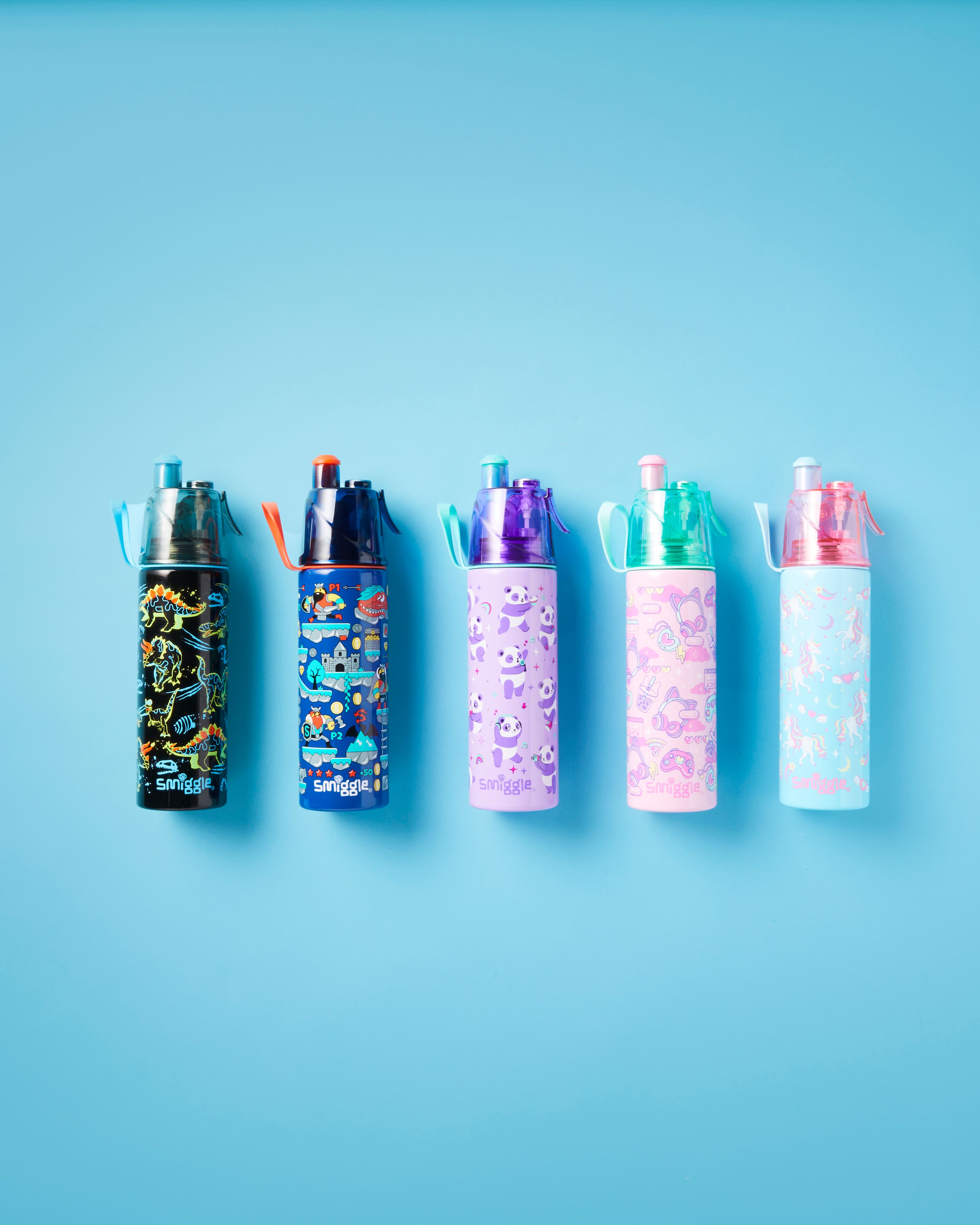 Smiggle - زجاجة فولاذية غير لامعة بسعة 500ML مع رشاش ماء Livin