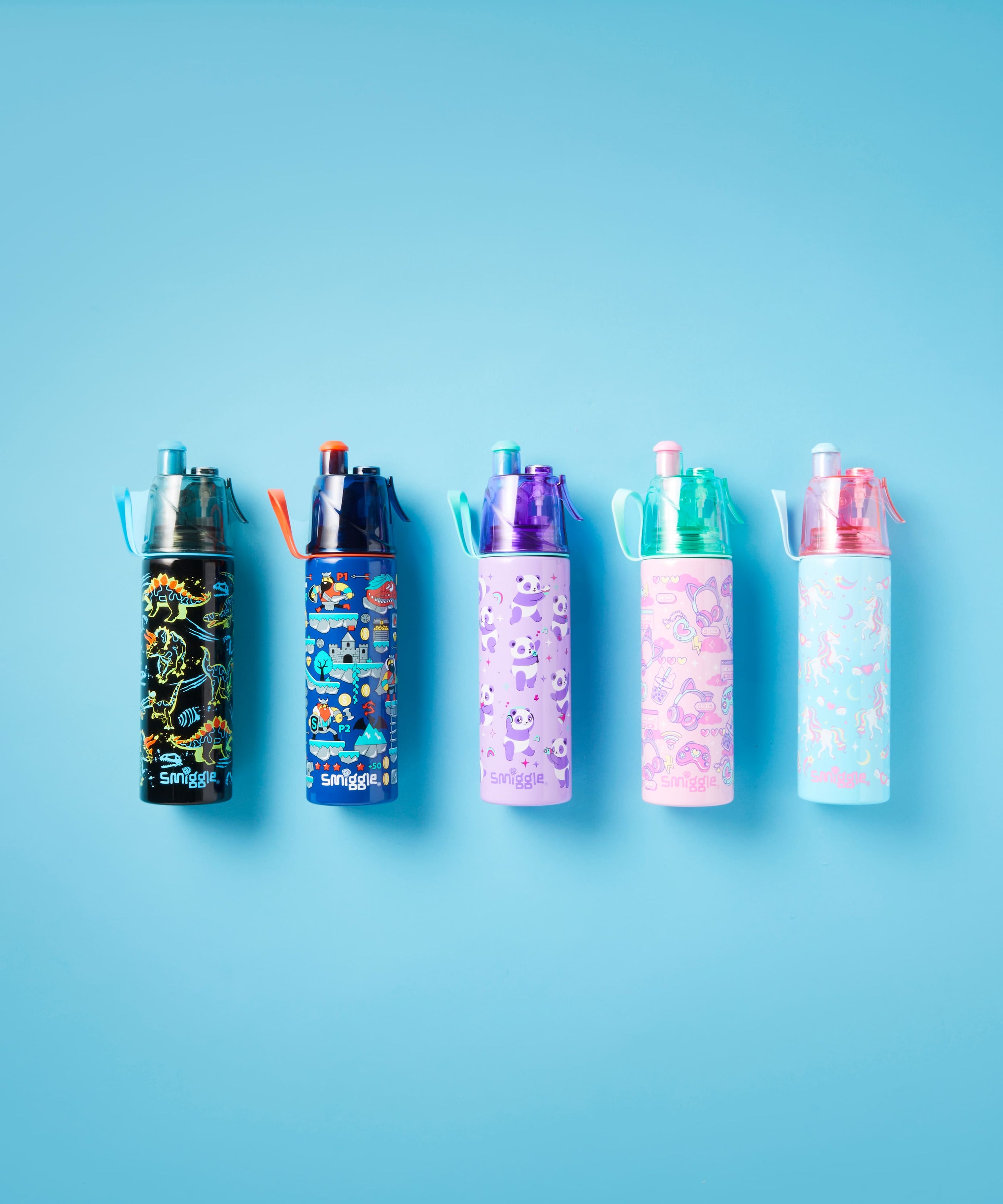 Smiggle - زجاجة فولاذية غير لامعة بسعة 500ML مع رشاش ماء Livin