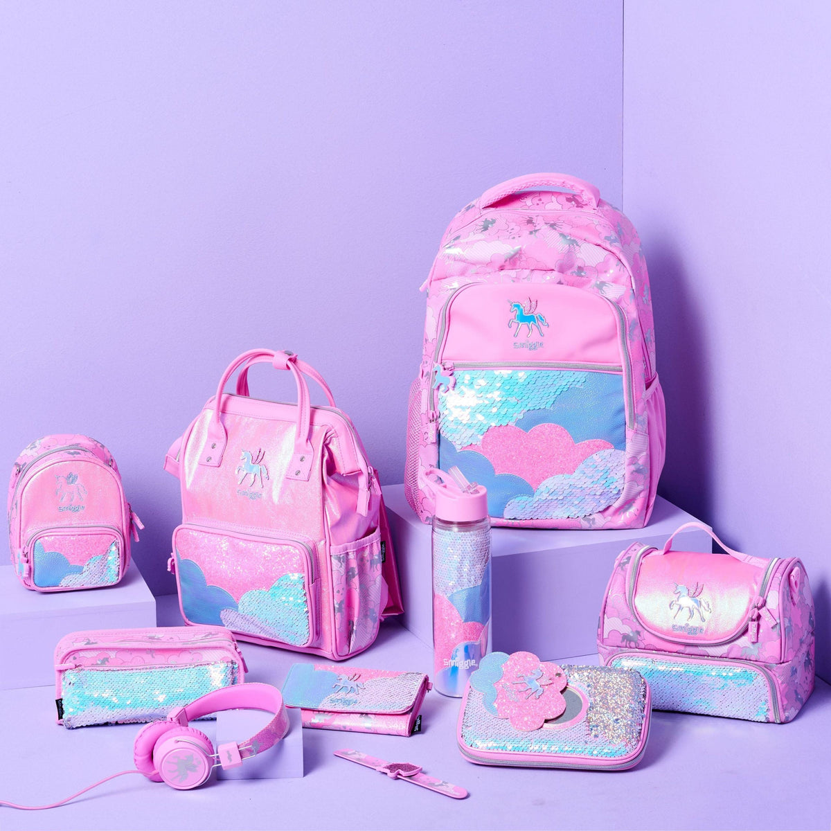 Smiggle - Lunar Pembe Unicorn Klasik Sırt Çantası