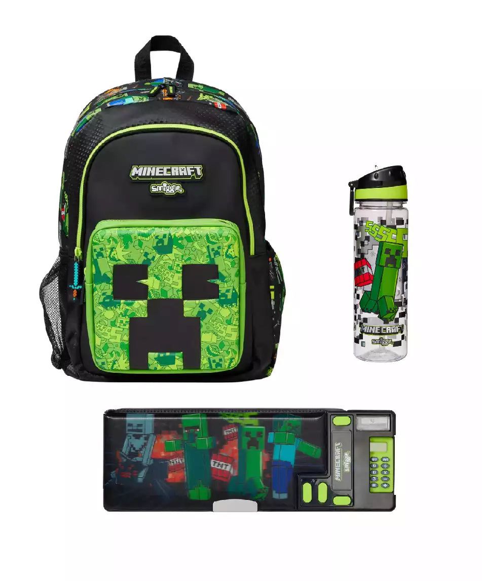 Smiggle - Minecraft 3lü Okul Çanta Seti